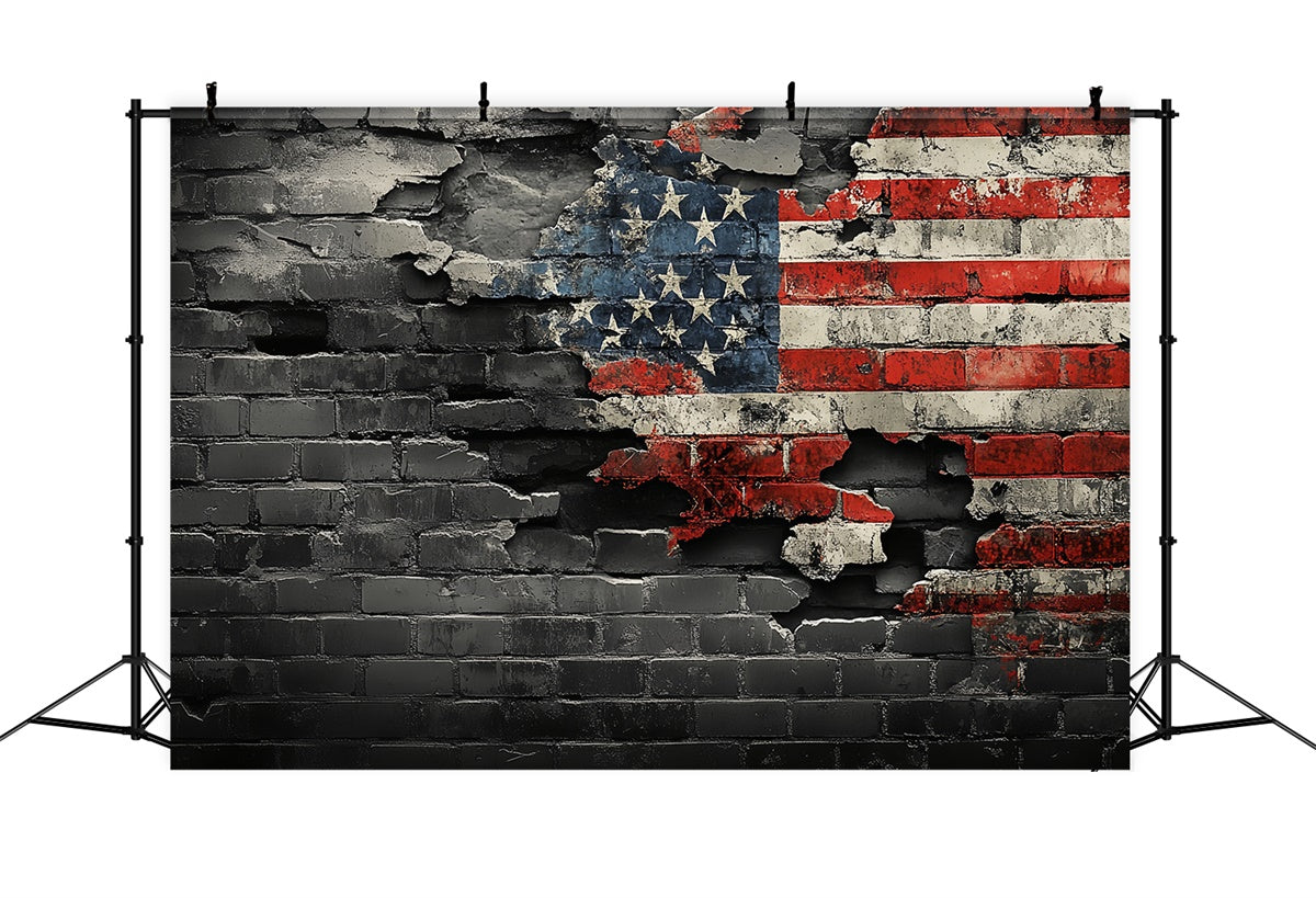 4th of July Photo Backdrop Brick Wall Patriot Backdrop CSH6-8