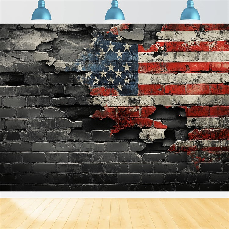 4th of July Photo Backdrop Brick Wall Patriot Backdrop CSH6-8