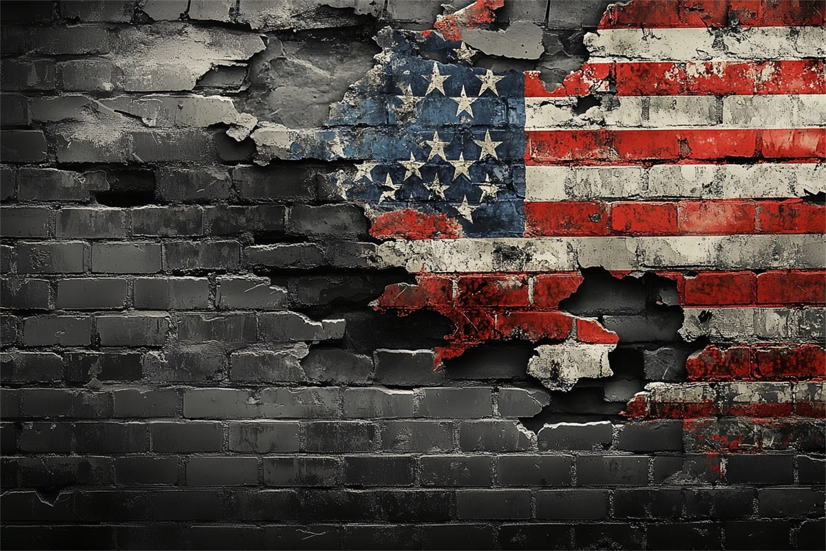 4th of July Photo Backdrop Brick Wall Patriot Backdrop CSH6-8