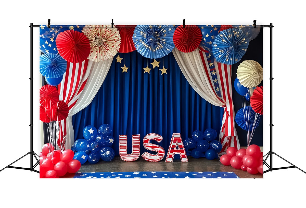 Independence Day Backdrop Americana Curtain Balloon Backdrop CSH6-9