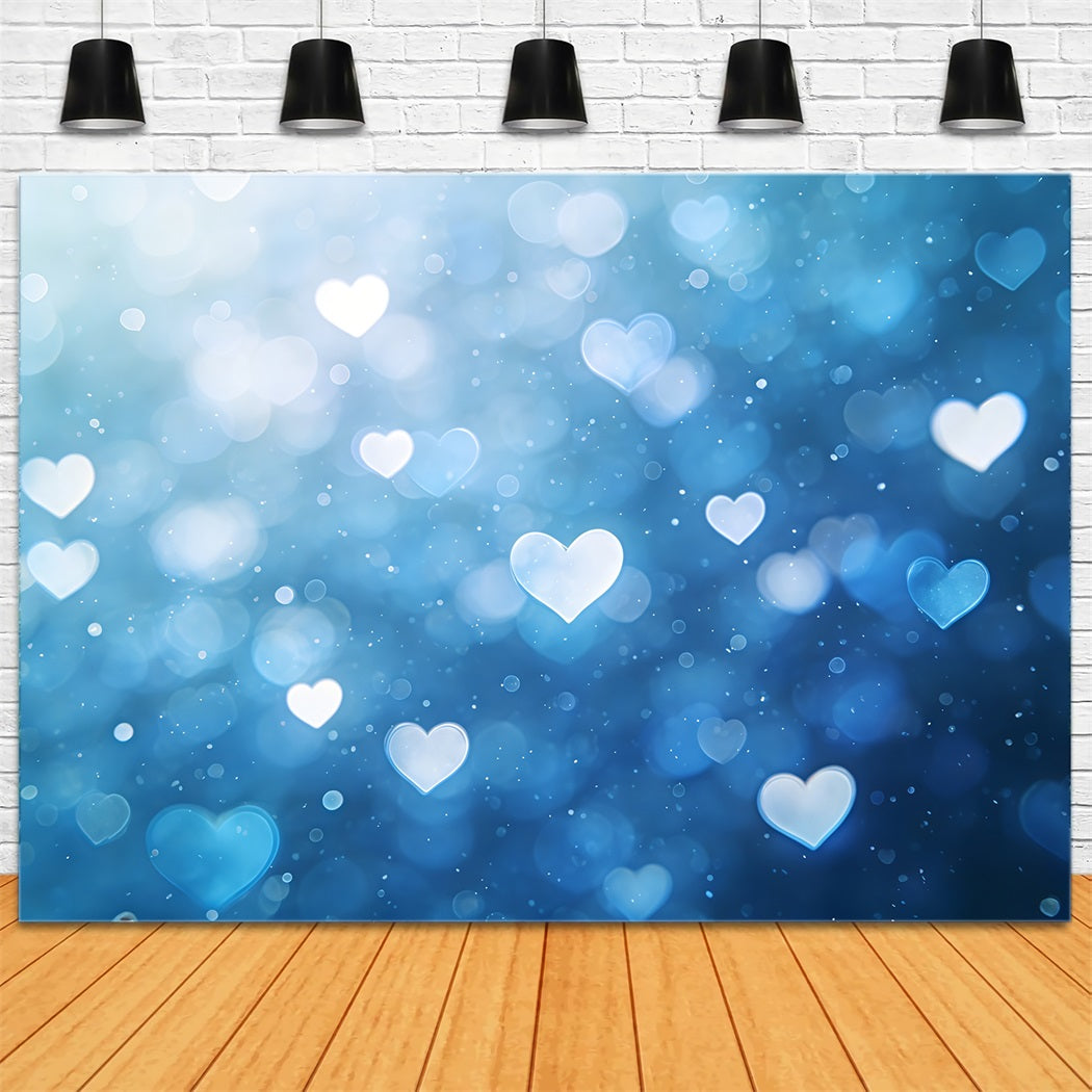 Bokeh Valentine Backdrop Romantic Blue Heart Glow Valentines Backdrop CSH61-104