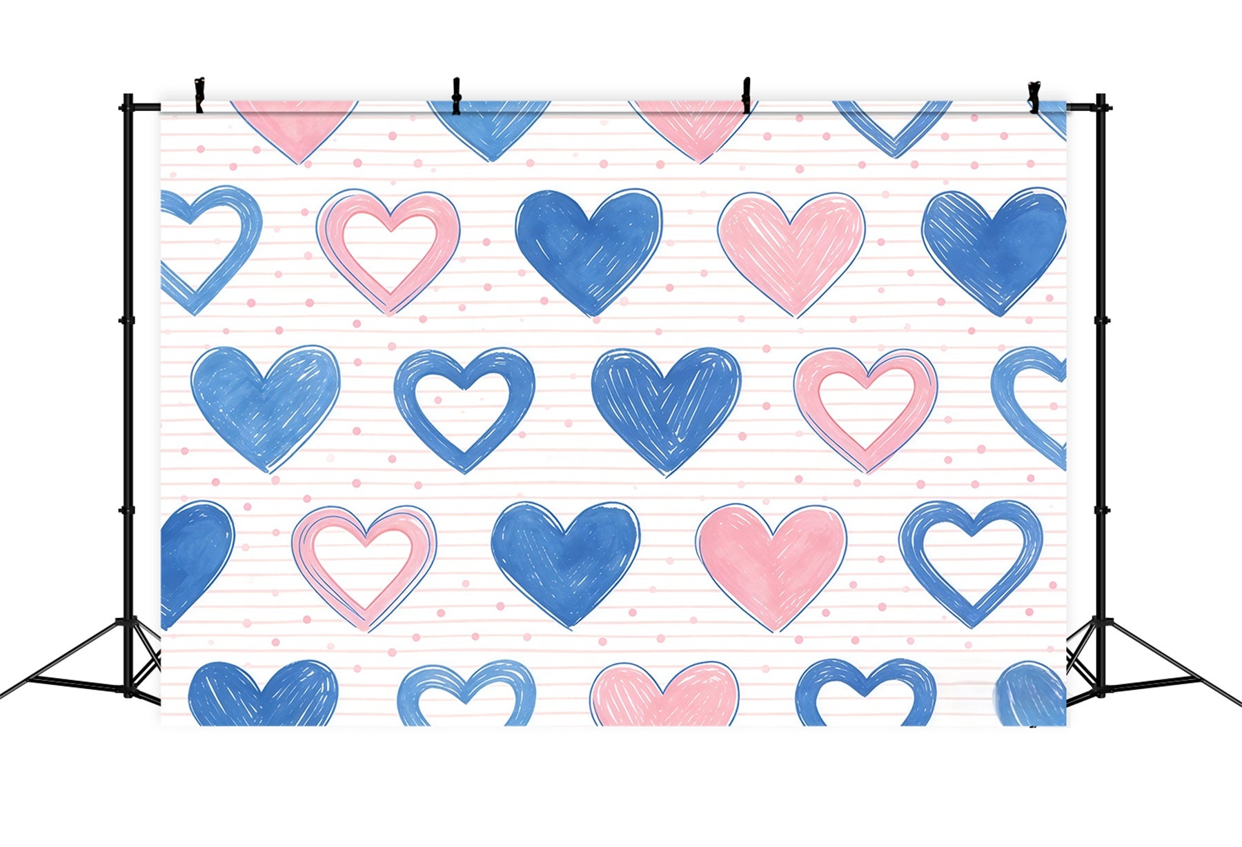 90s Valentine Backdrop Pastel Heart Sketch Pattern Valentine's Backdrop CSH61-107