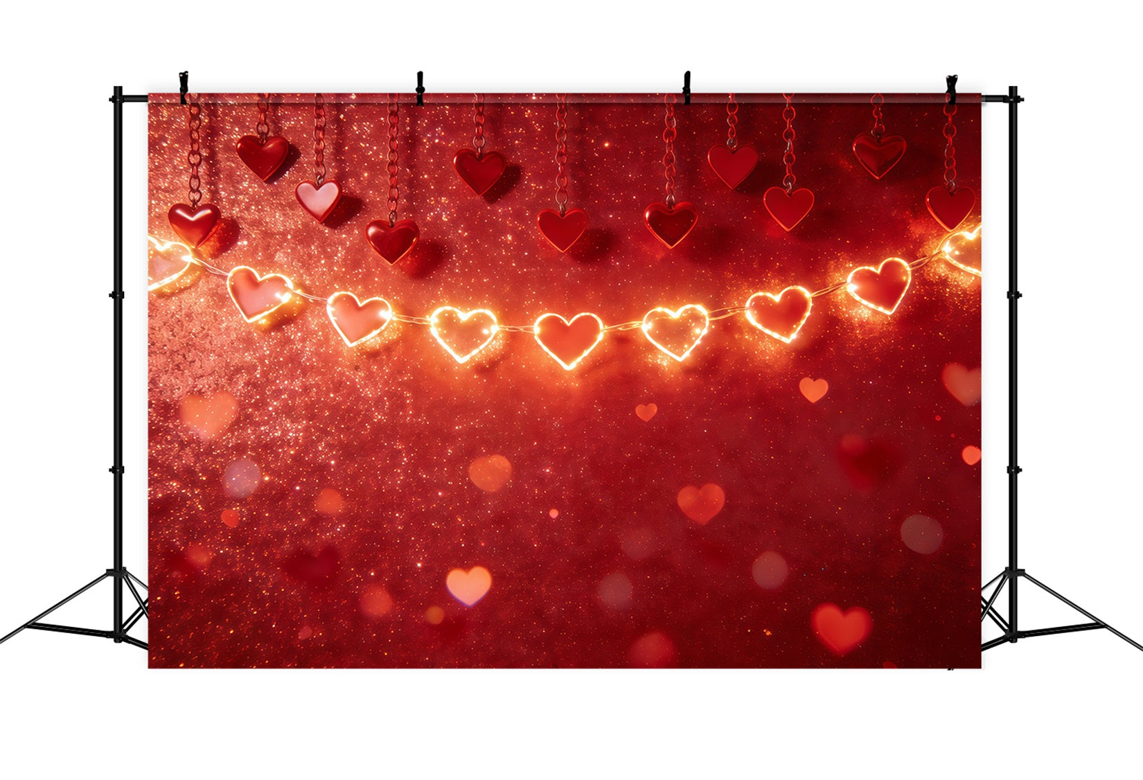Glitter Valentine's Day Backdrop Glowing Heart Garland Valentine's Day Backdrops For Pictures CSH61-114