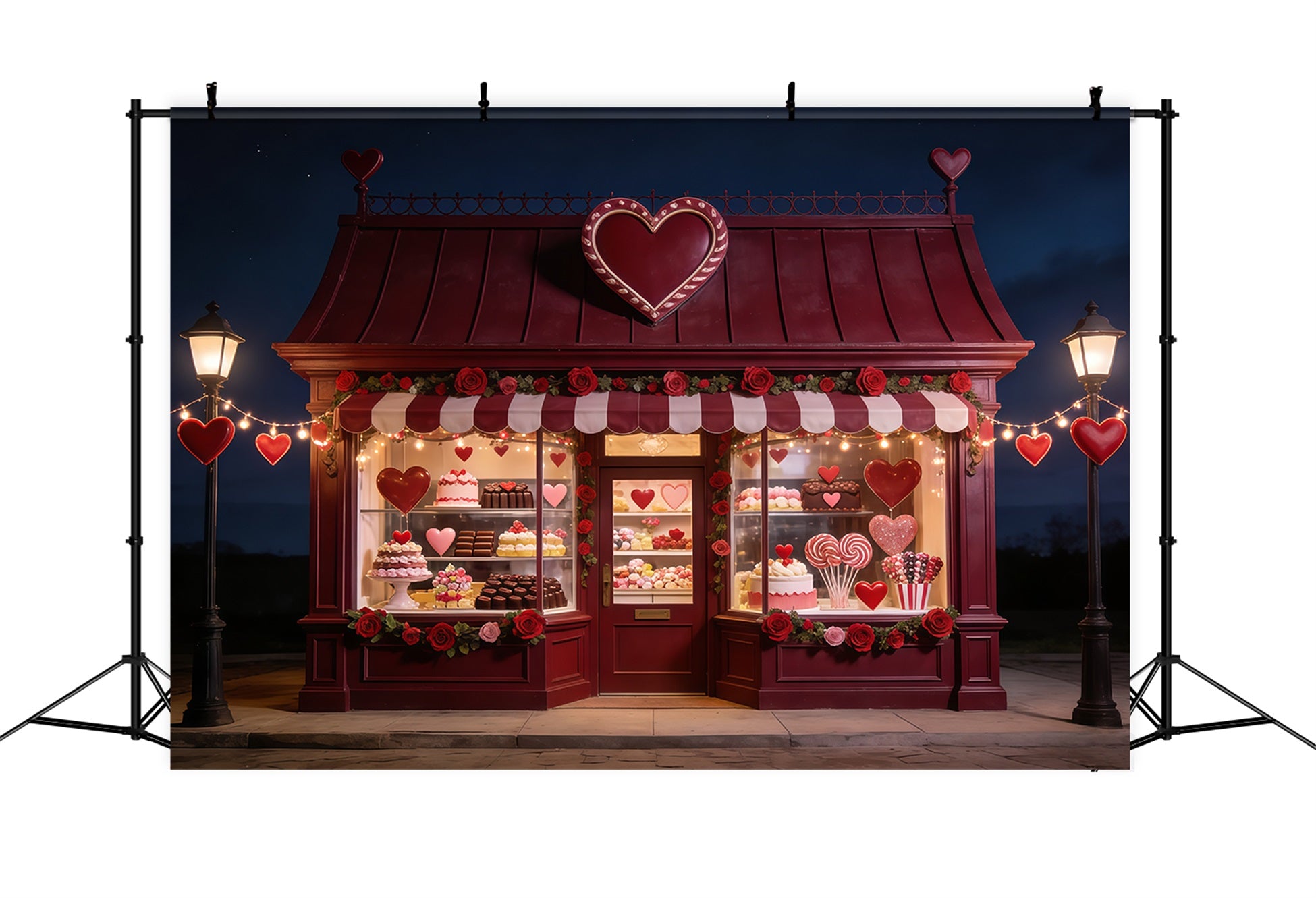Candy Shop Valentine's Day Backdrop Sweetheart Dessert Window Valentine's Photo Backdrop CSH61-116