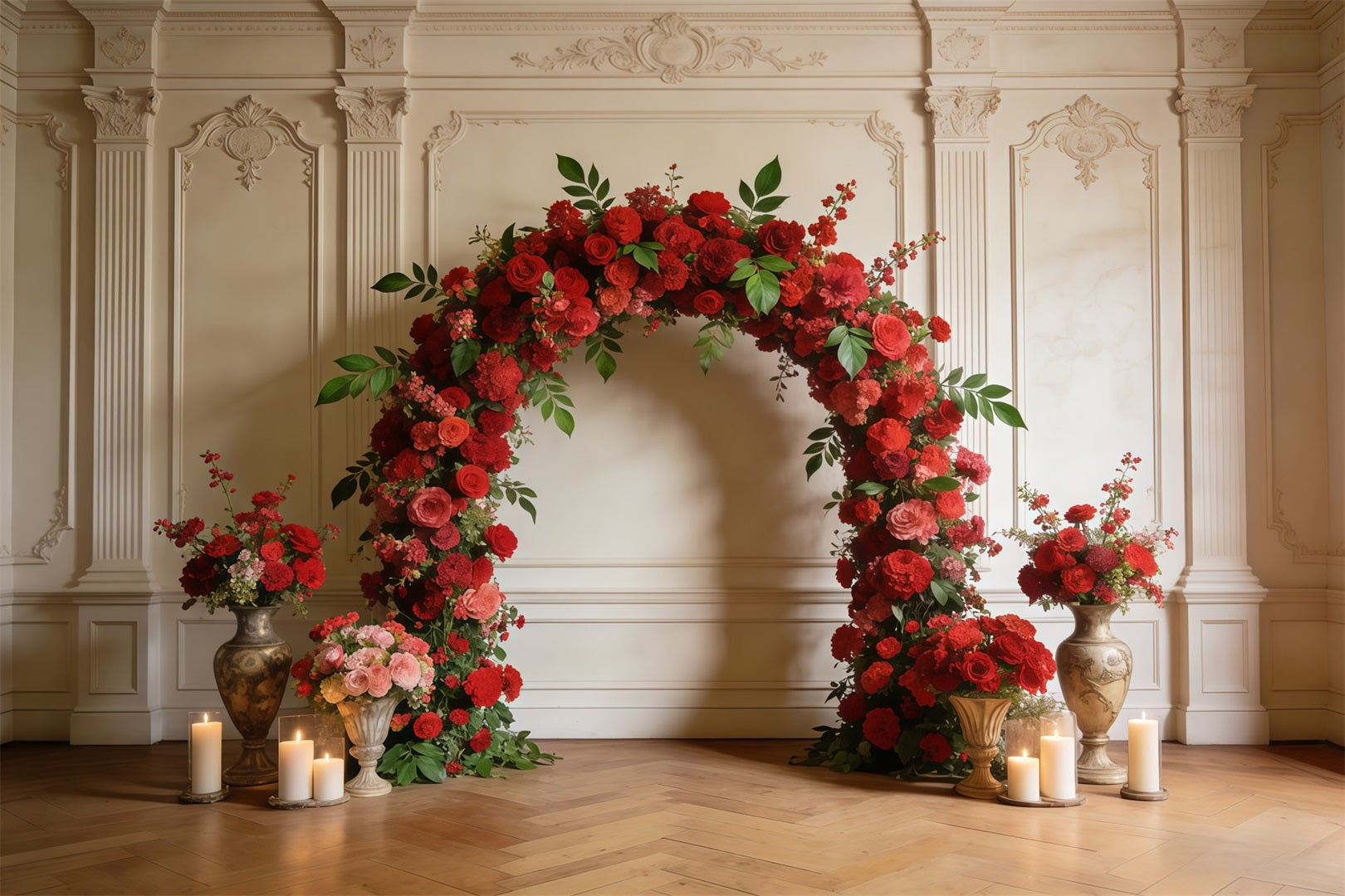 Wildflower Backdrop Ideas Elegant Red Rose Archway Pastel Floral Backdrop CSH61-128