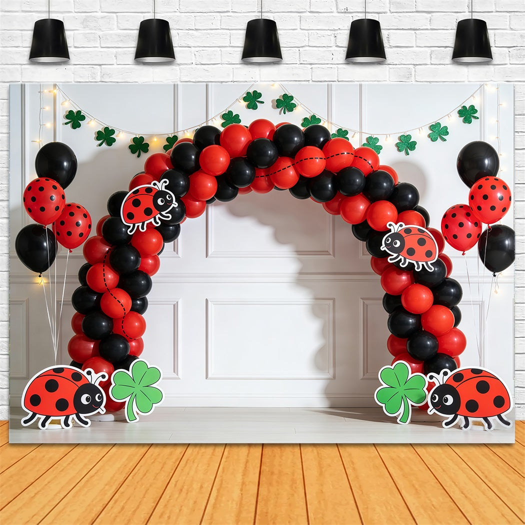 Ladybug Backdrop Lucky Clover Balloon Arch Spring Backdrop For Photography CSH61-130