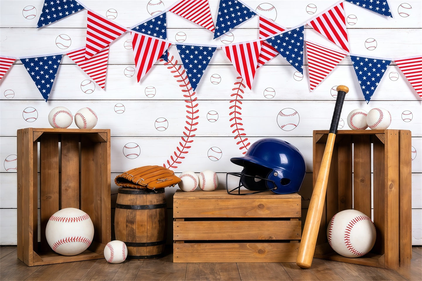 Baseball Backdrop Vintage Dugout Party Decor Sports Photography Backdrops CSH61-174