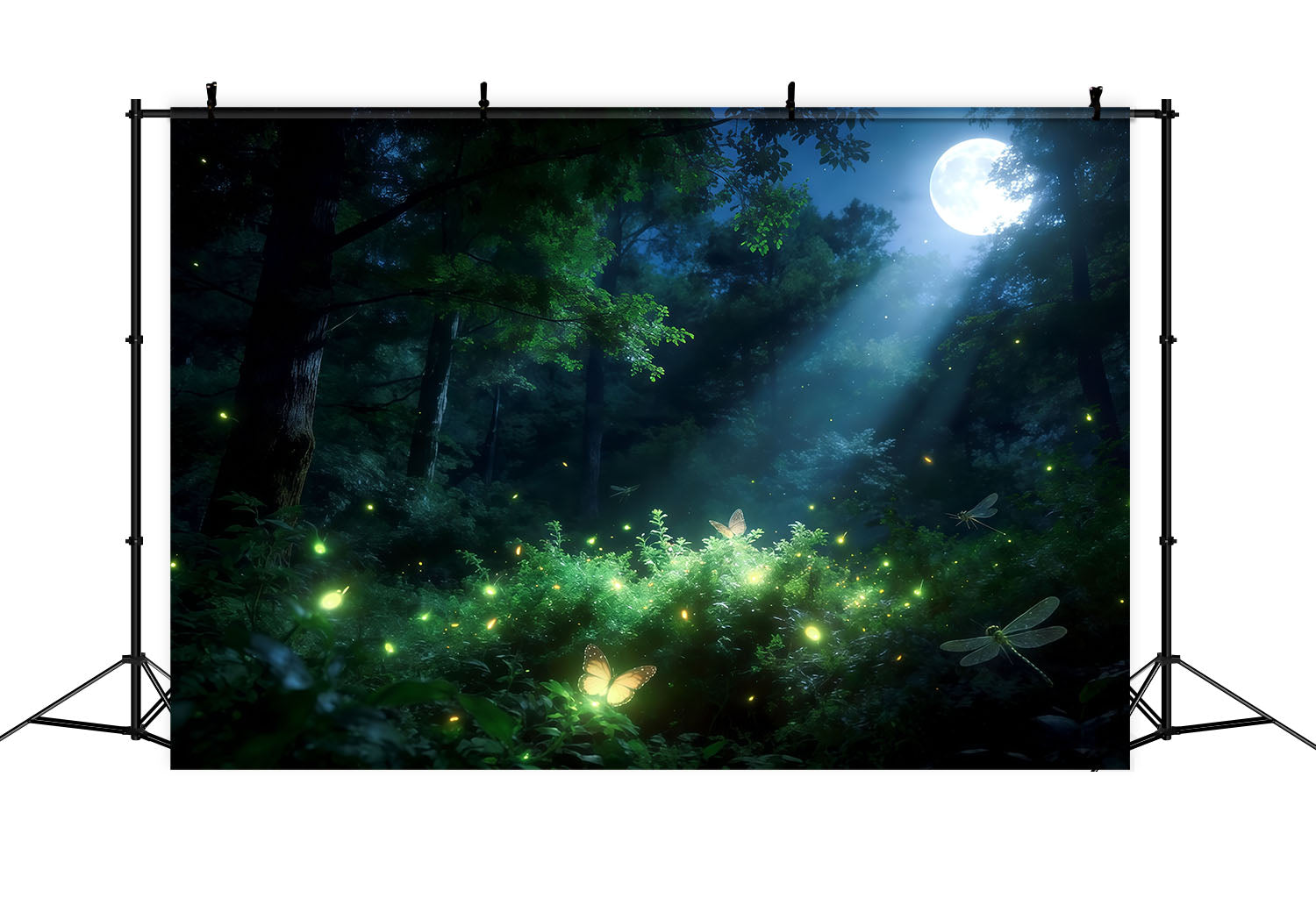Enchanted Forest Backdrop Moonlit Firefly Woodland Glow Forest Photo Backdrops CSH61-196