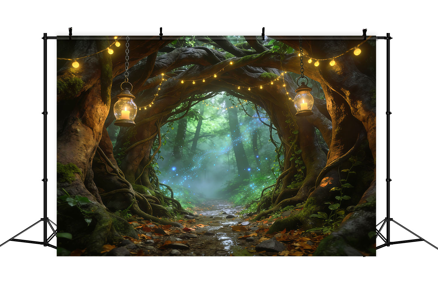 Fantasy Forest Backdrop Lantern Arch Woodland Path Forest Photography Backdrop CSH61-197