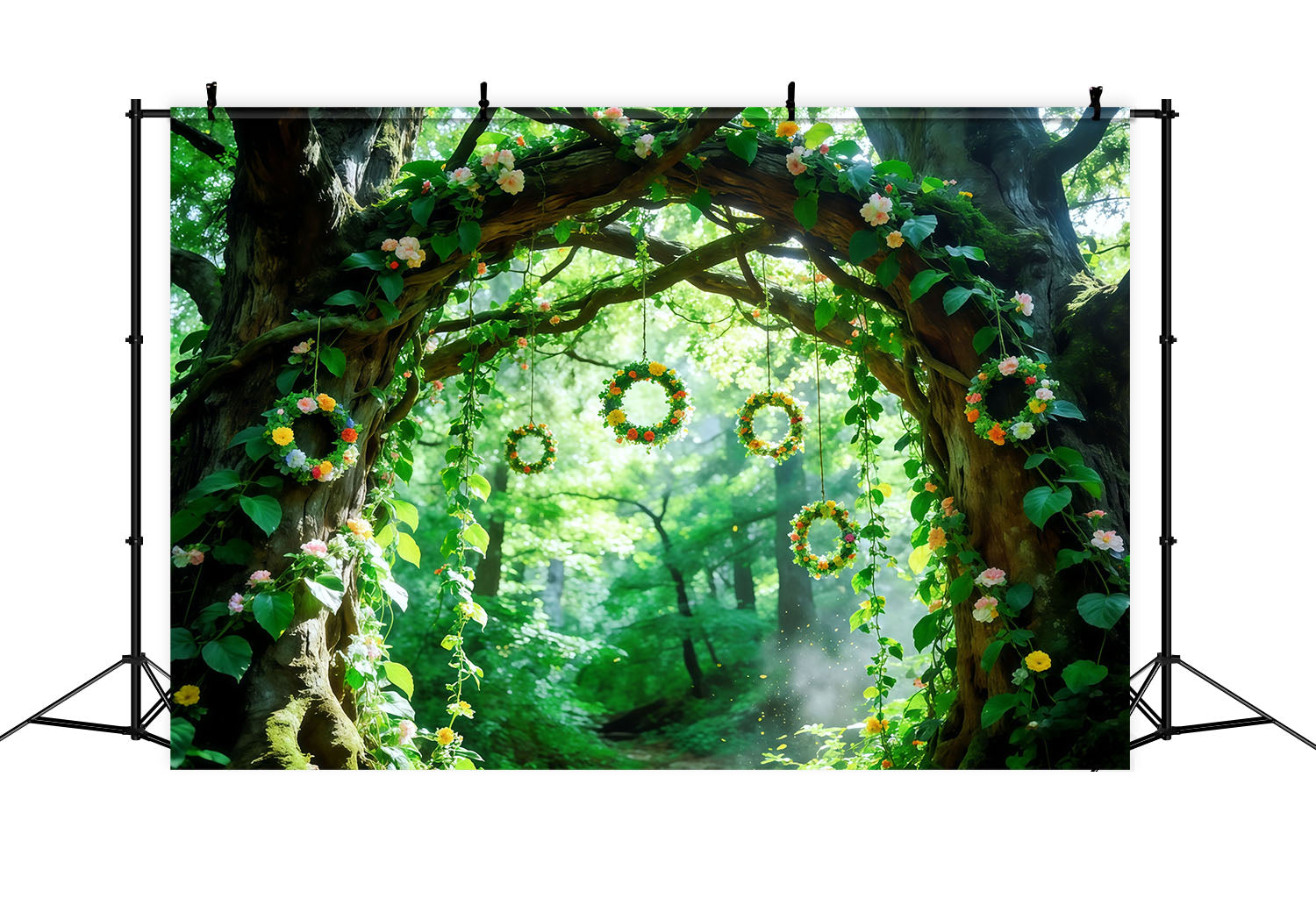 Green Forest Backdrop Floral Vine Tree Arch Forest Backdrop Photography CSH61-202