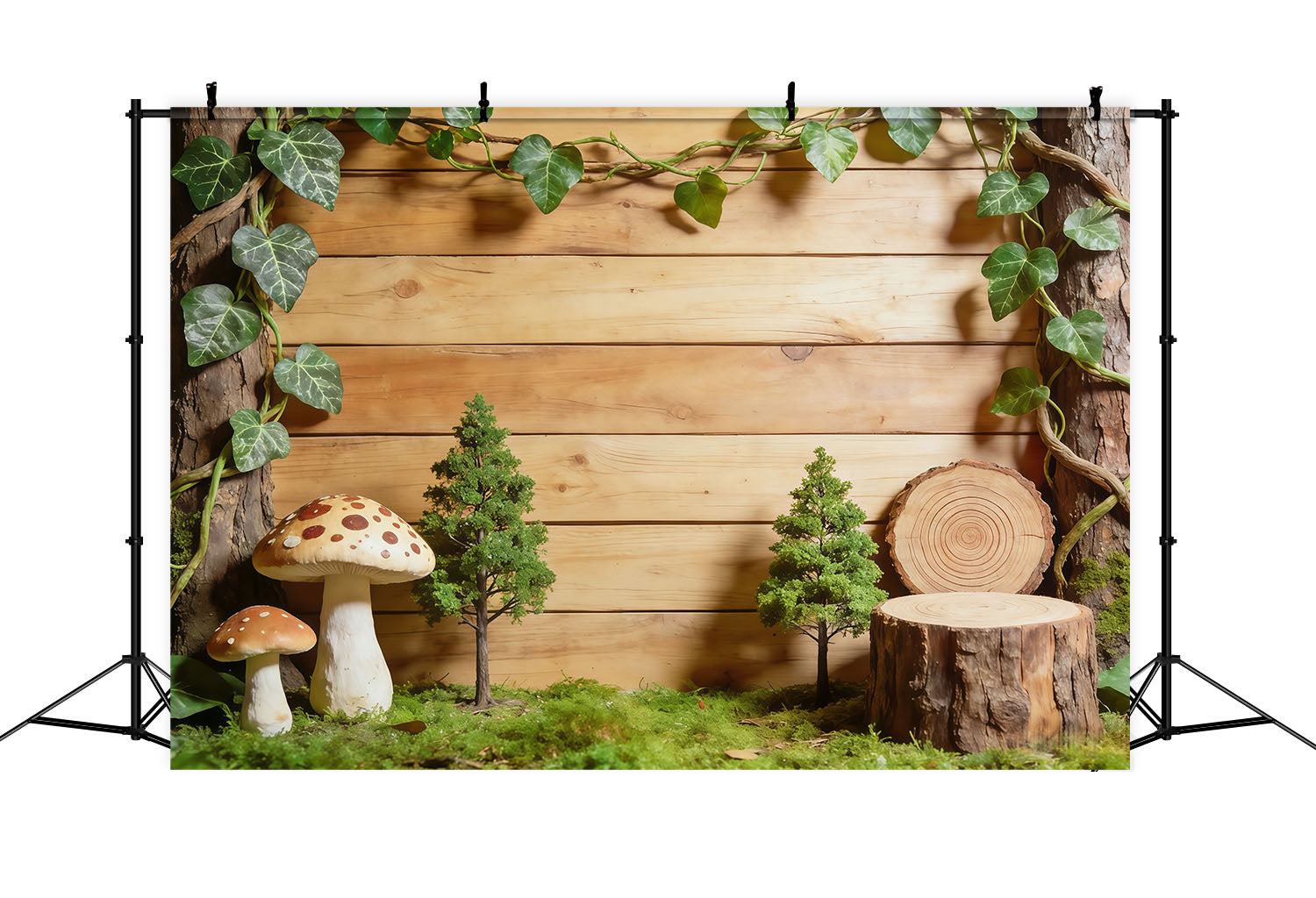 Forest Backdrop Rustic Wood Ivy Display Forest Photo Booth Backdrop CSH61-205