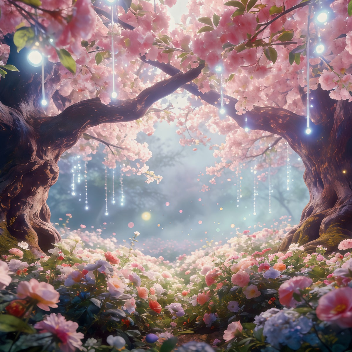 Twilight Forest Backdrop Blush Blossom Light Canopy Forest Backdrop Photography CSH61-206