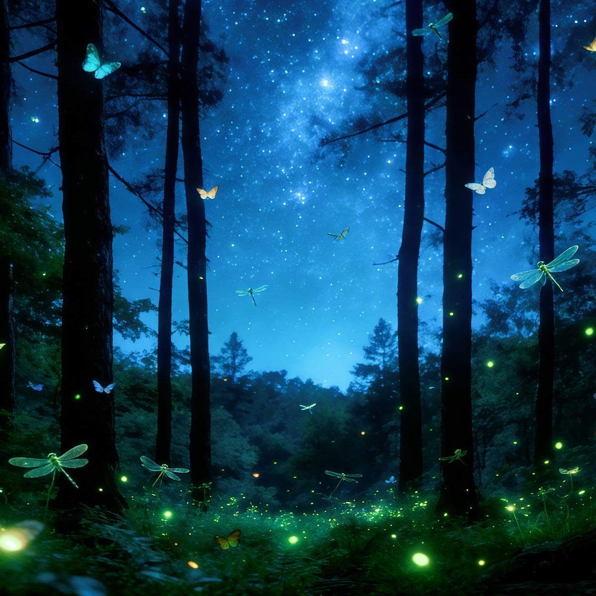 Enchanted Forest Backdrop Starlit Butterfly Dream Grove Forest Photography Backdrop CSH61-207