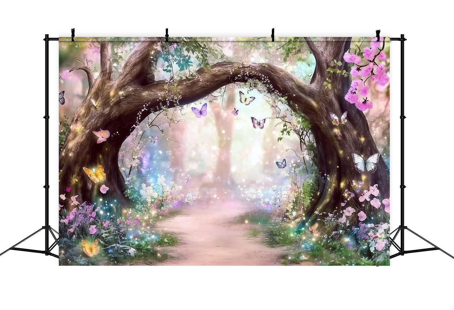 Fantasy Forest Backdrop Enchanted Butterfly Blossom Arch Forest Photo Backdrops CSH61-212