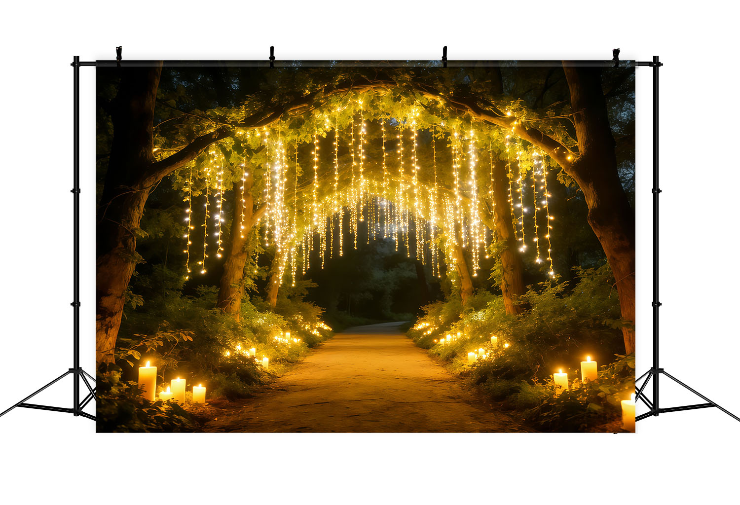Night Forest Backdrop Golden Light Curtain Forest Path Twilight Forest Backdrop CSH61-217