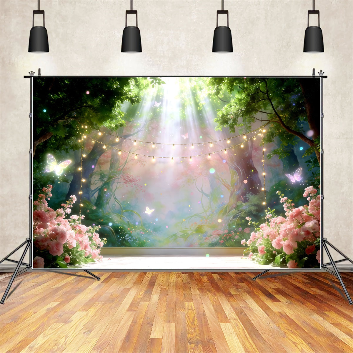 Enchanted Forest Theme Backdrop Fairy Light Woodland Stage Photography Backdrop Forest CSH61-222