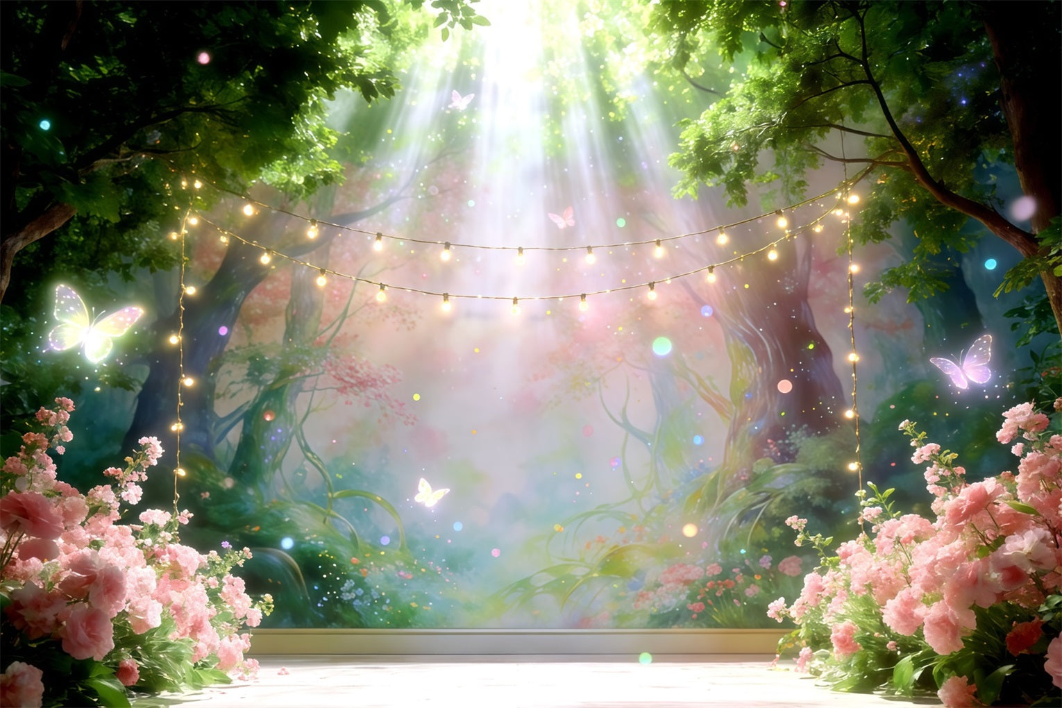 Enchanted Forest Theme Backdrop Fairy Light Woodland Stage Photography Backdrop Forest CSH61-222