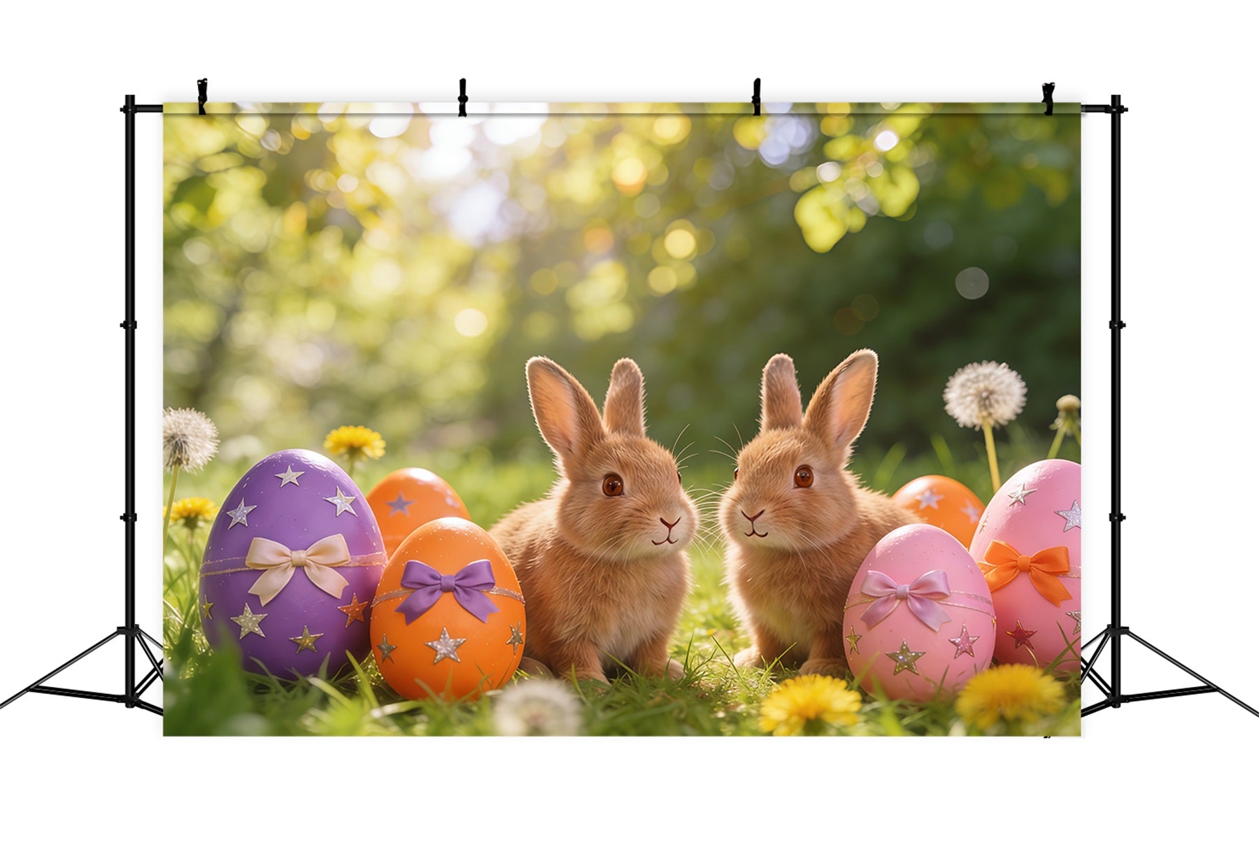 Easter Bunny Backdrop Spring Meadow Painted Eggs Backdrop Easter CSH61-23