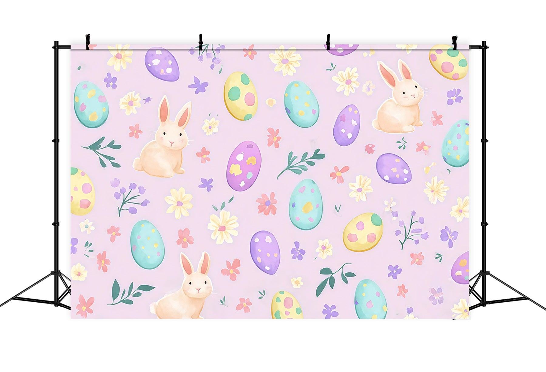 Easter Bunny Backdrop Watercolor Print Egg Pattern Easter Photo Backdrop Ideas CSH61-31