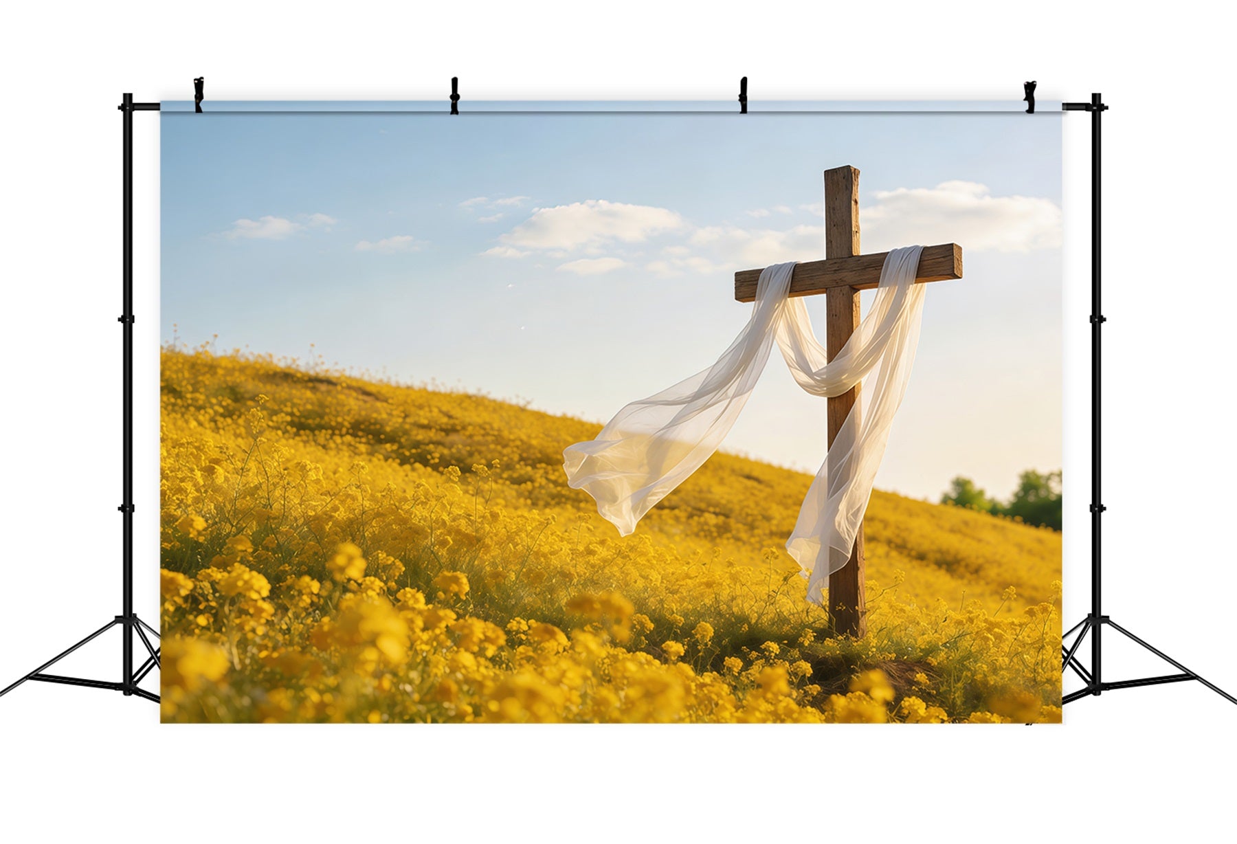Cross Backdrops Golden Meadow Cross Sunrise Easter Picture Backdrops CSH61-38