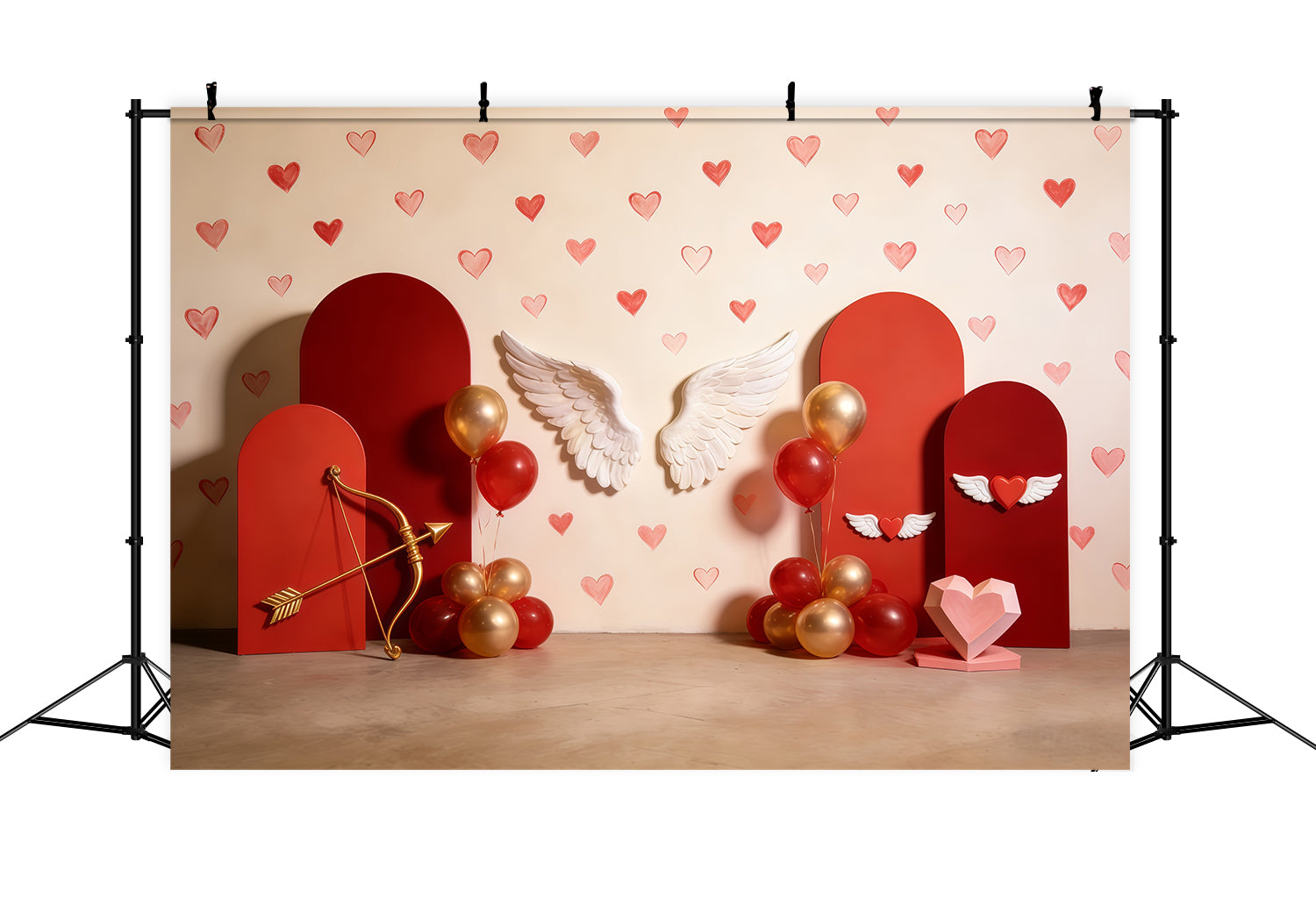 Cupid Backdrop Wing Heart Balloon Arch Valentine Backdrop CSH61-96
