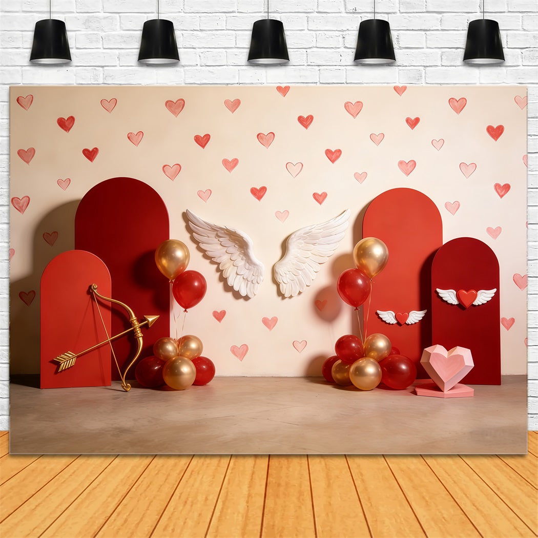 Cupid Backdrop Wing Heart Balloon Arch Valentine Backdrop CSH61-96