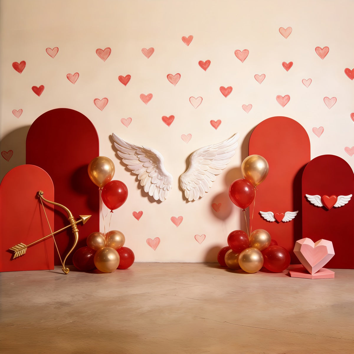 Cupid Backdrop Wing Heart Balloon Arch Valentine Backdrop CSH61-96