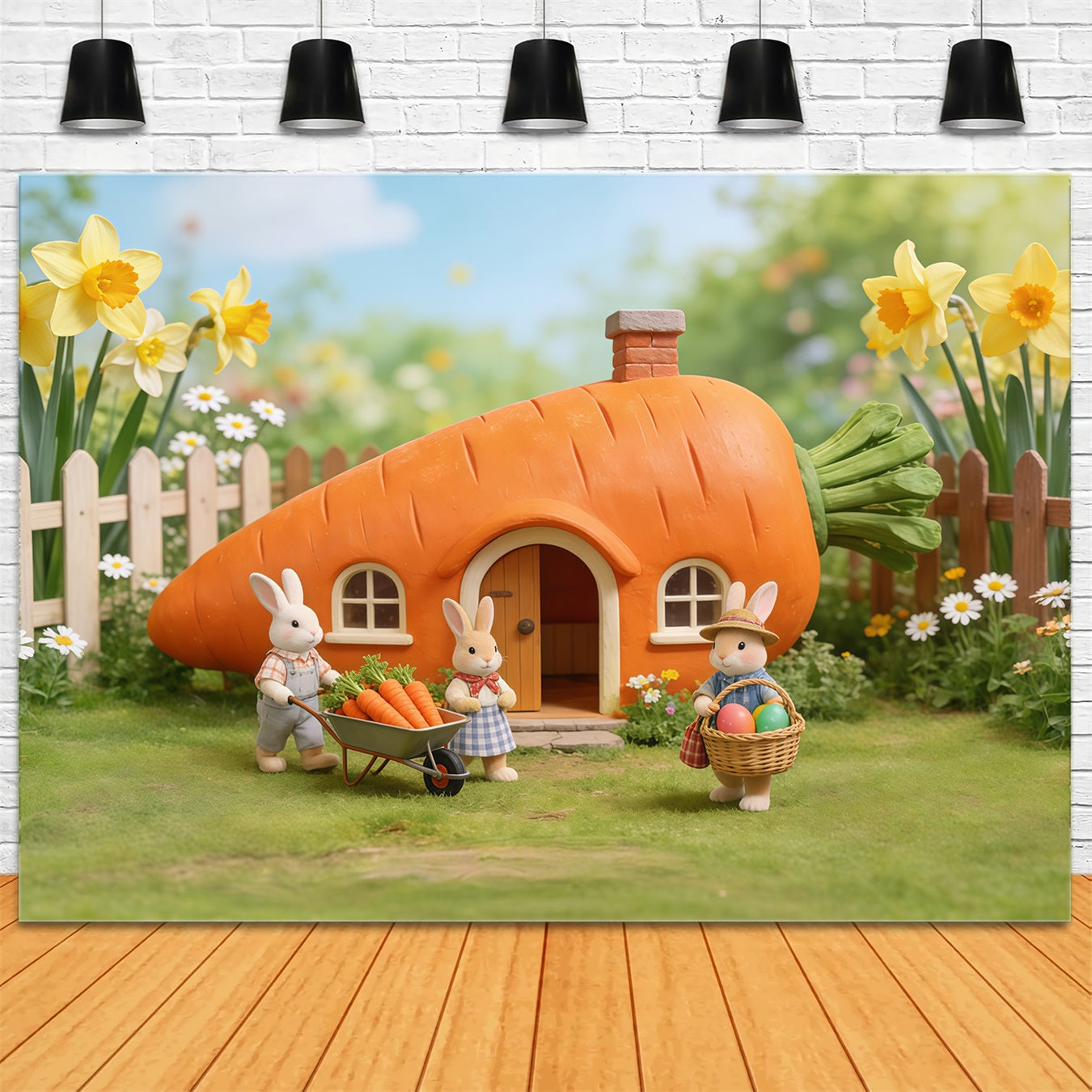 Carrot Backdrop Carrot House Bunny Family Outdoor Easter Backdrop Ideas CSH62-62