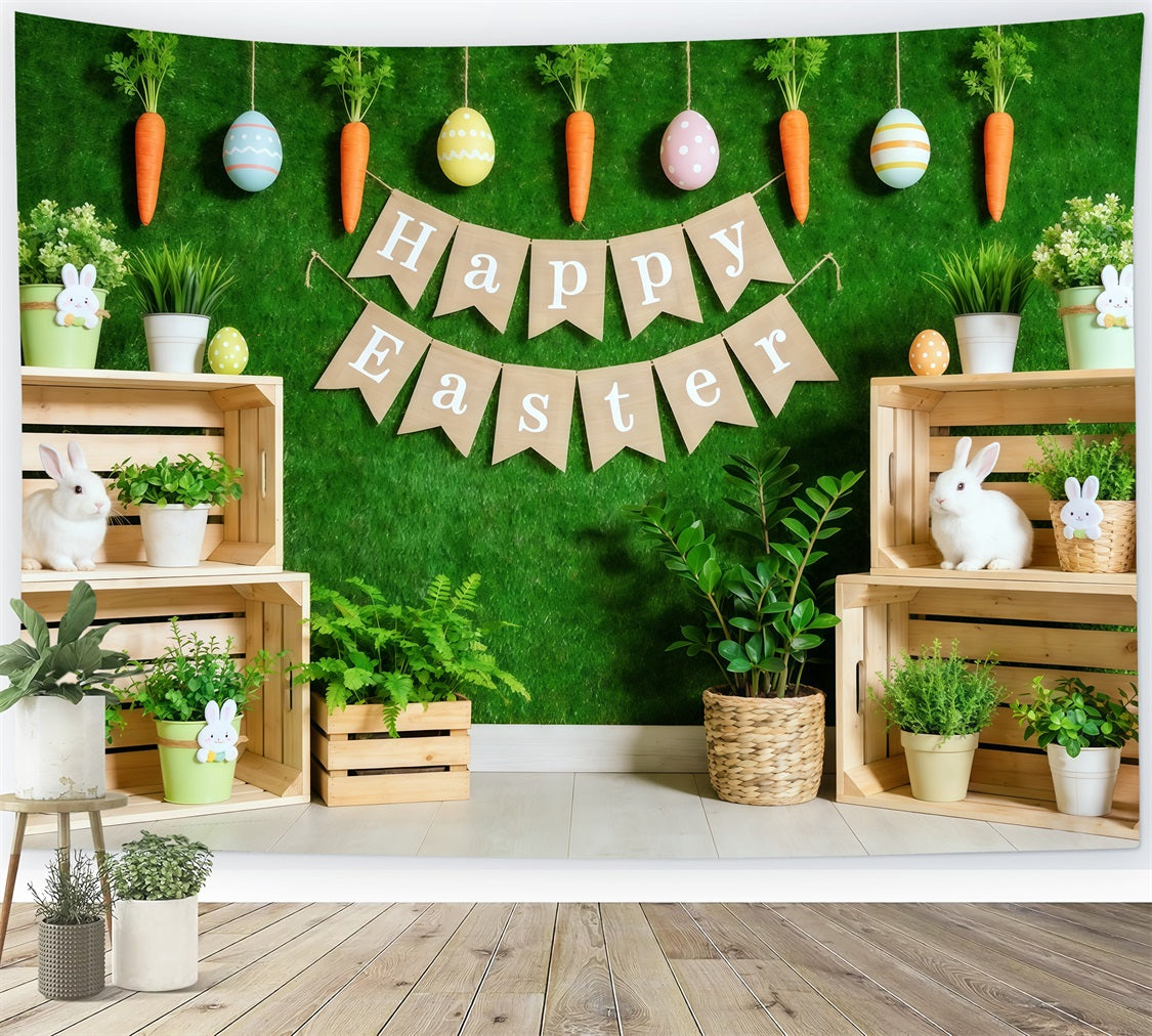 Happy Easter Backdrop Banner Decor Bunny Crates Easter Backdrop Backdrops CSH62-84