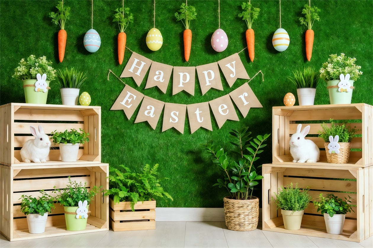 Happy Easter Backdrop Banner Decor Bunny Crates Easter Backdrop Backdrops CSH62-84
