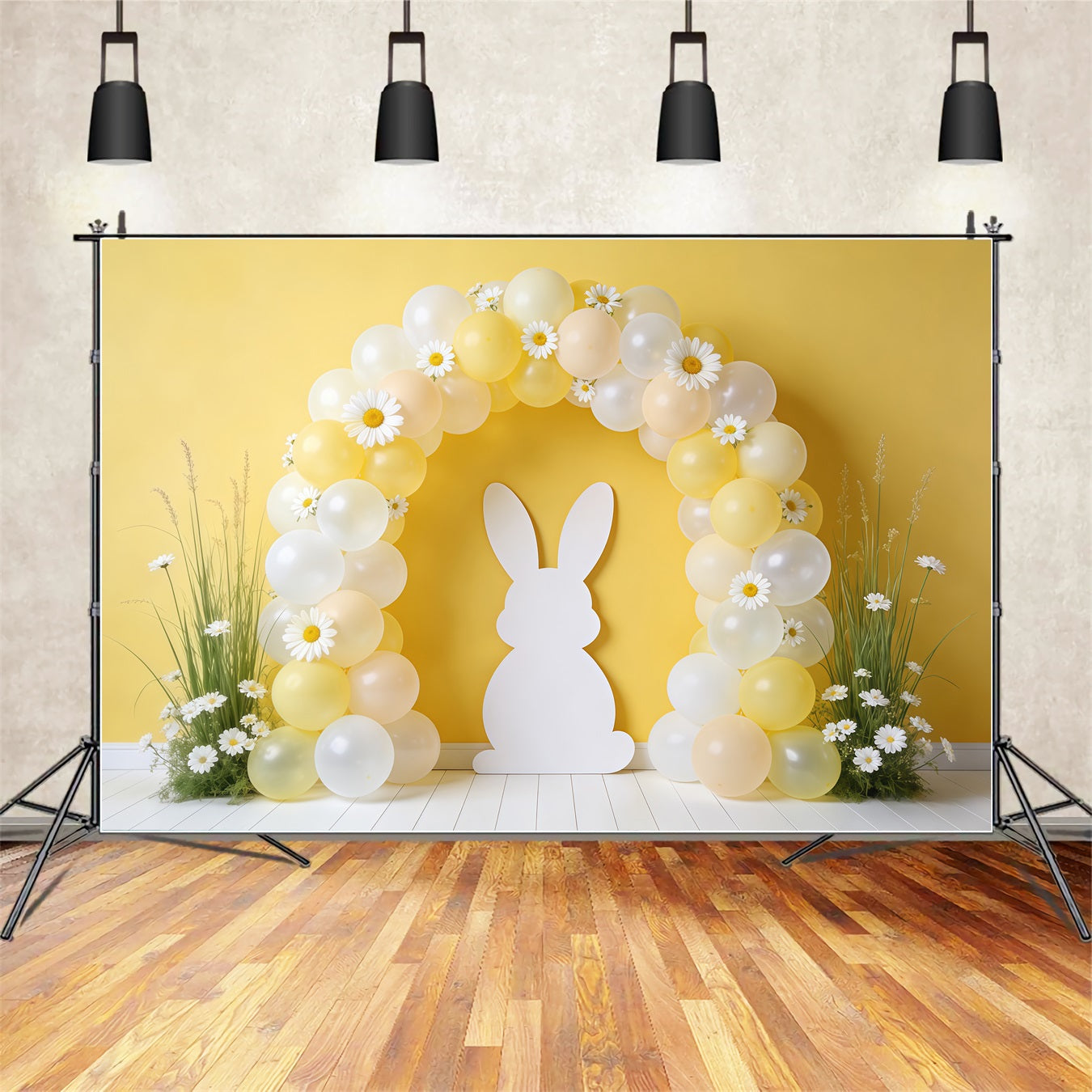 Easter Spring Backdrop Balloon Arch Daisy Silhouette Backdrop For Easter Pictures CSH62-94