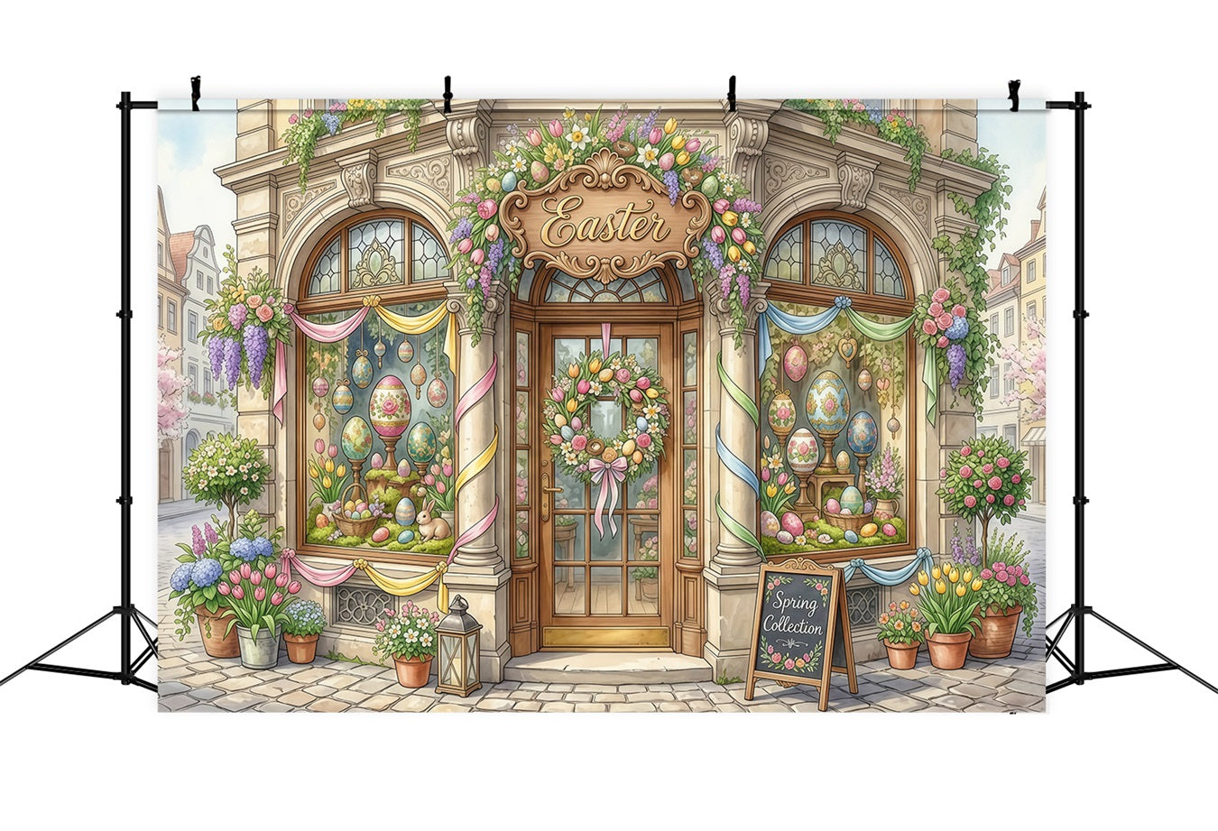 Easter Fairytale Backdrop Vintage Easter Flower Shop Photography Backdrop Easter CSH63-34