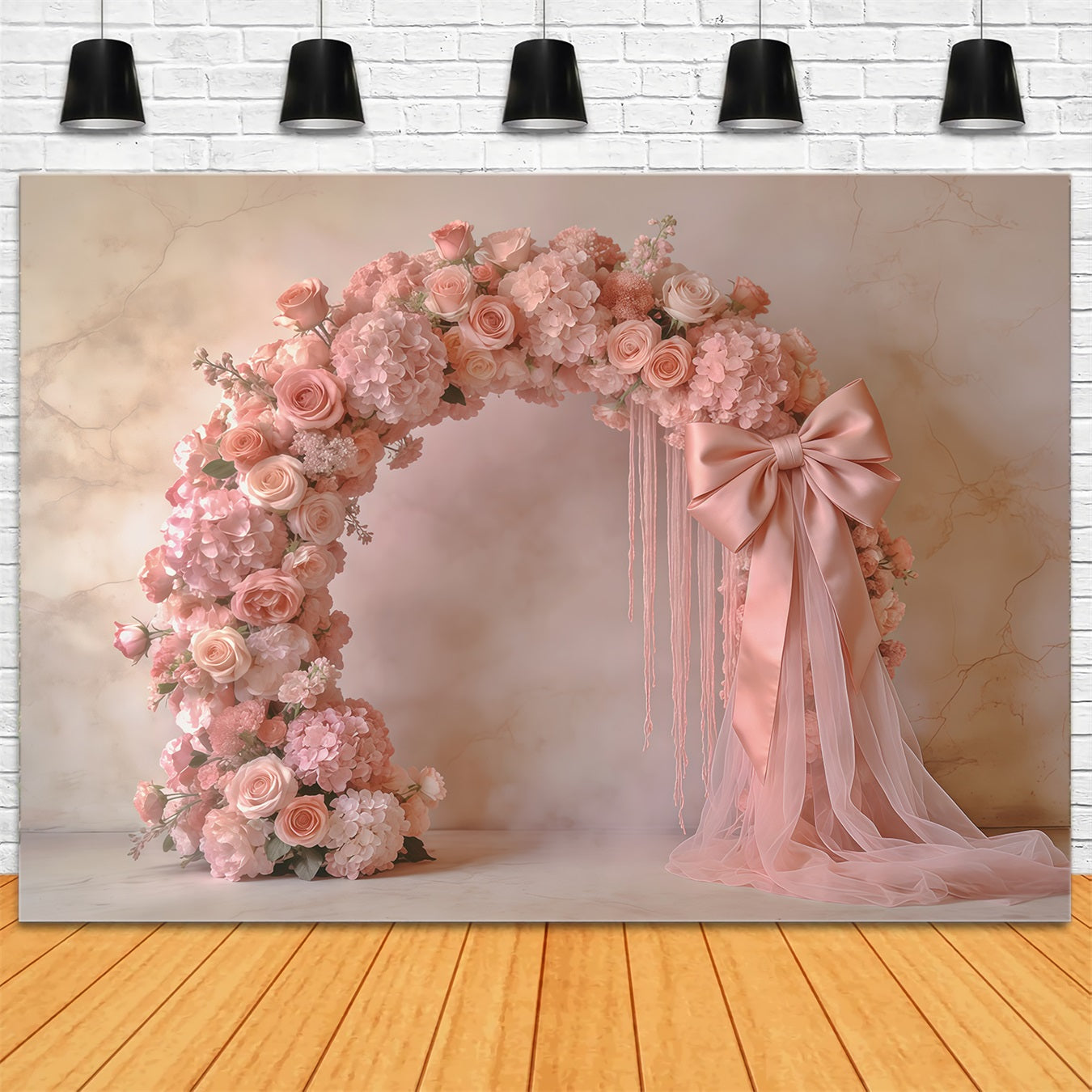Carnation Mother's Day Backdrop Blush Rose Arch Bow Mother's Day Backdrop CSH63-52