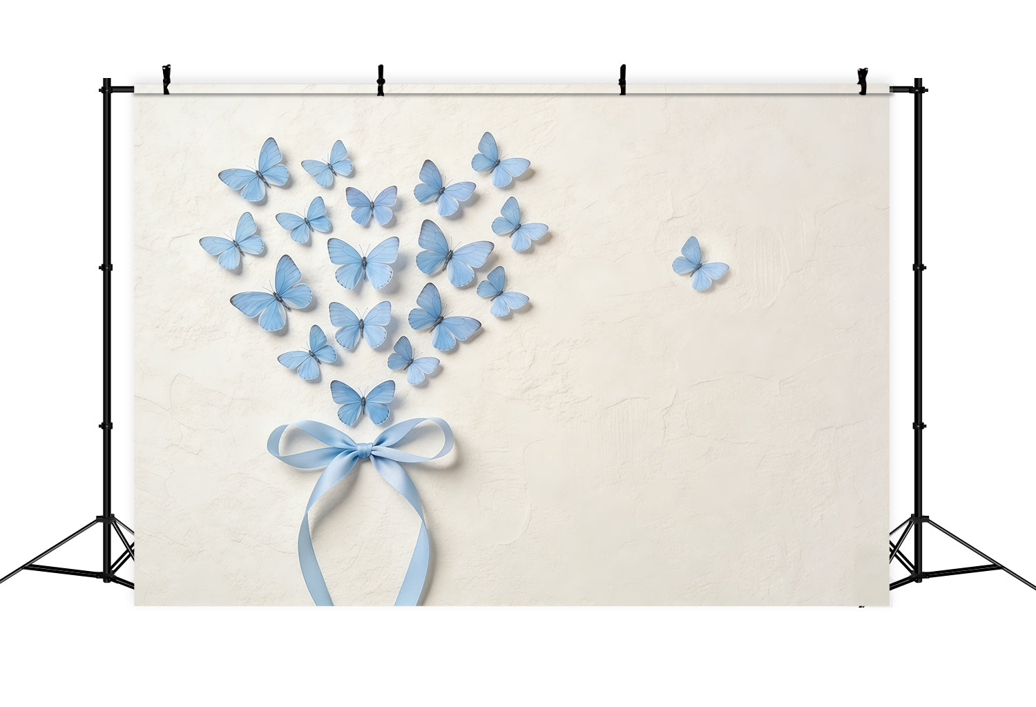Ribbon Bow Mother's Day Backdrop Blue Butterfly Heart Texture Wall Mother's Day Backdrops CSH63-73