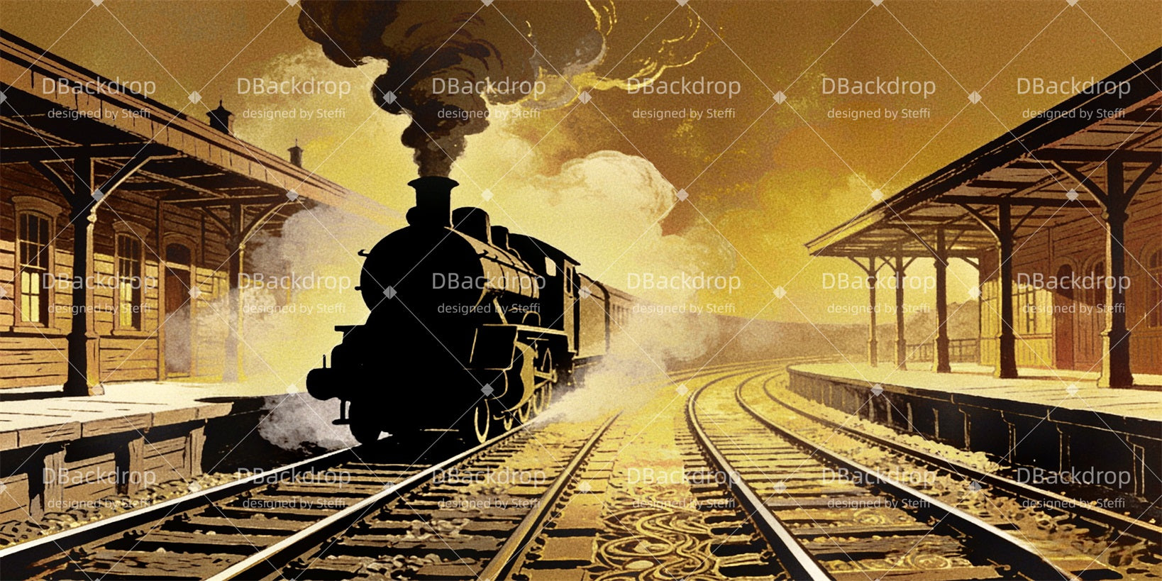 Theater Backdrop Vapor Train Platform Stage Backdrops For Sale CSH63-T12