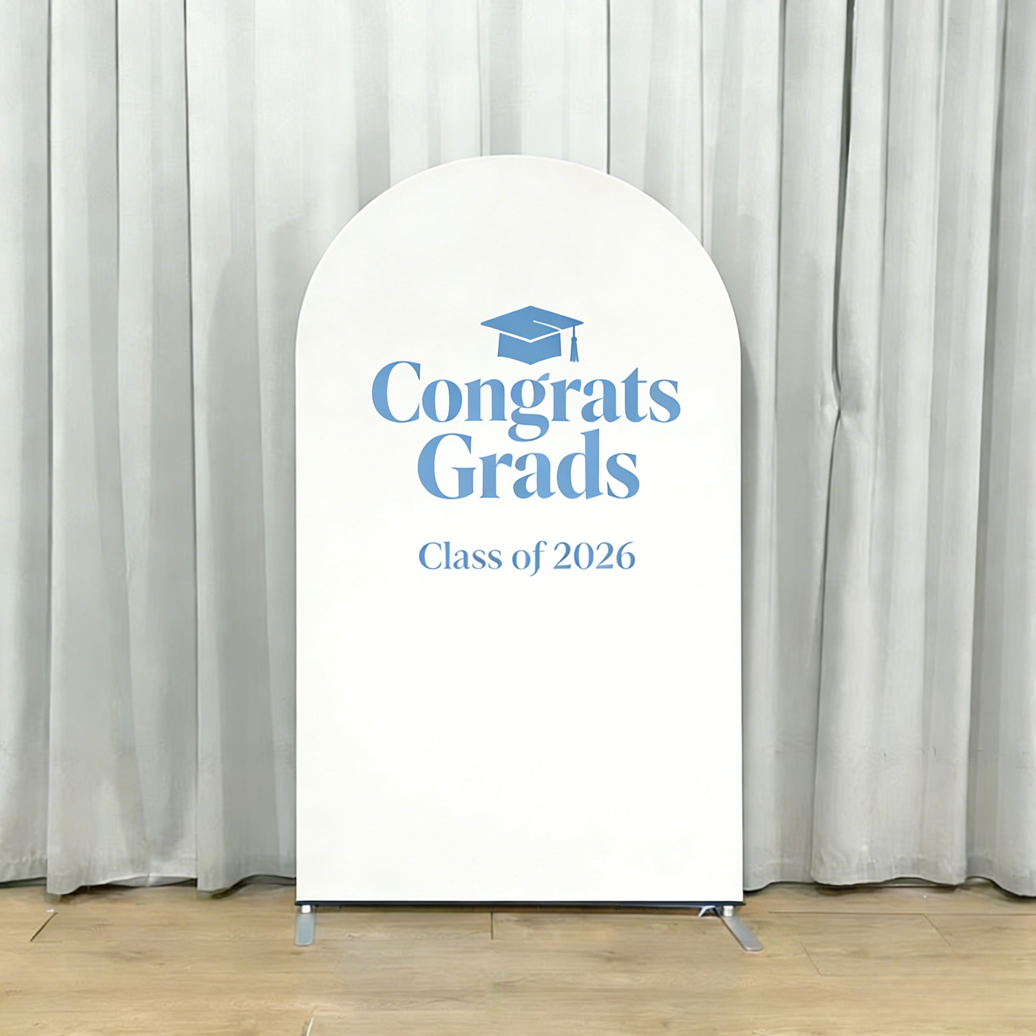 Class of 2026 Arch Backdrop White Arch Light Blue Text Personalized Class of 2026 Arch Backdrop CSH64-25