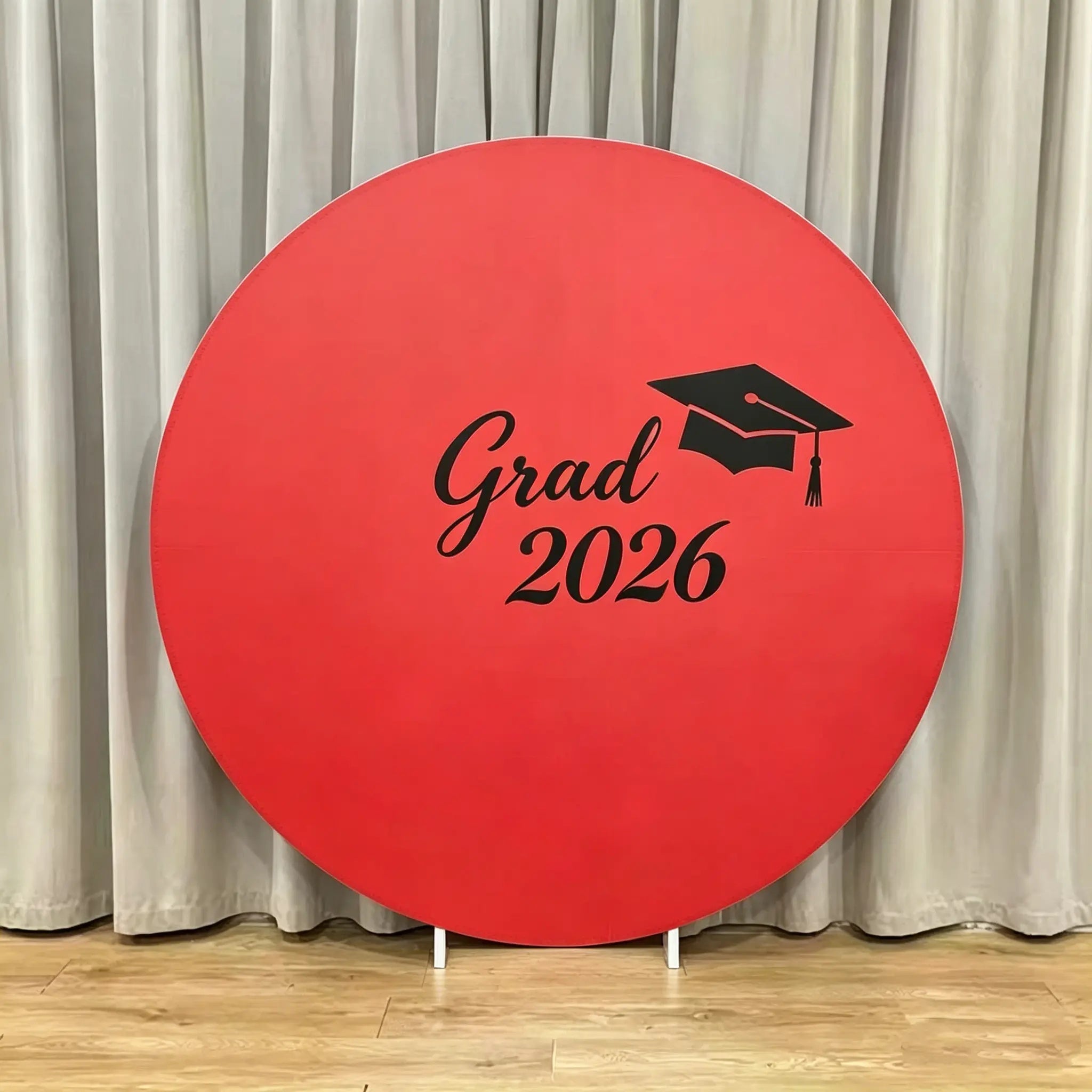 Graduation Round Backdrop With Name Red Black Bold Grad Personalized Graduation Round Cover CSH64-56