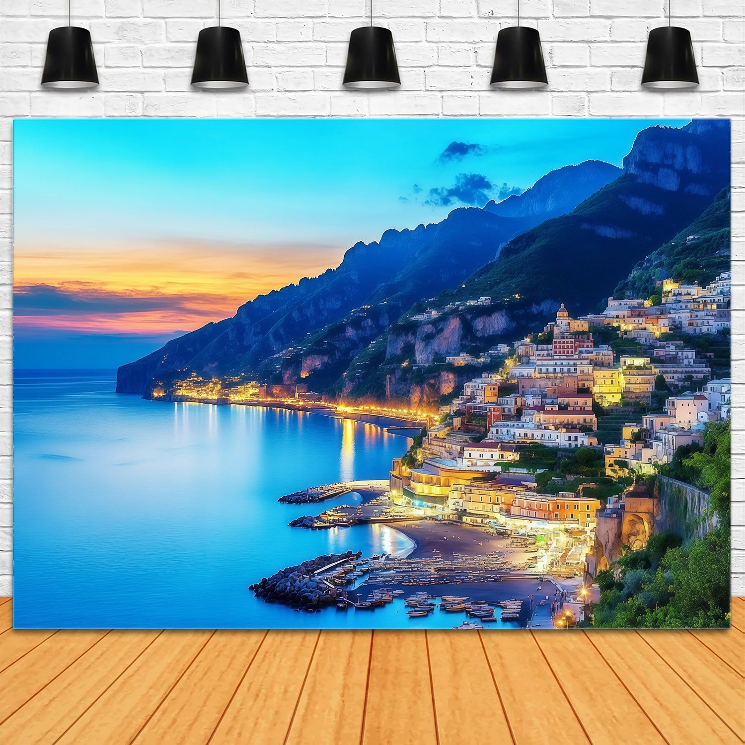 Amalfi Coast Backdrop Positano Coast Village Sunset View Summer Photo Backdrops CSH64-82