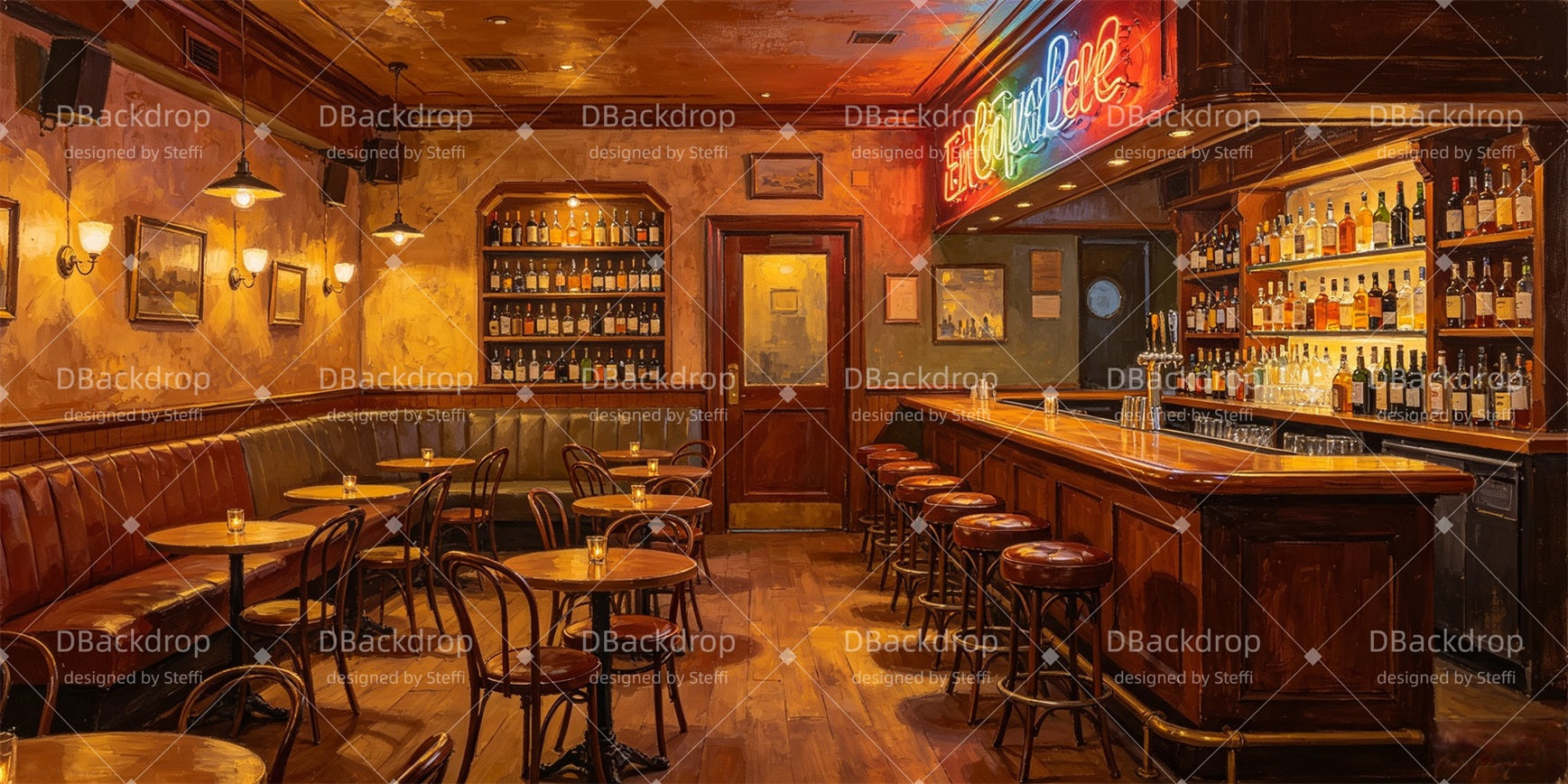 Professional Stage Backdrops Vintage Neon Bar Theater Backdrop CSH66-T18