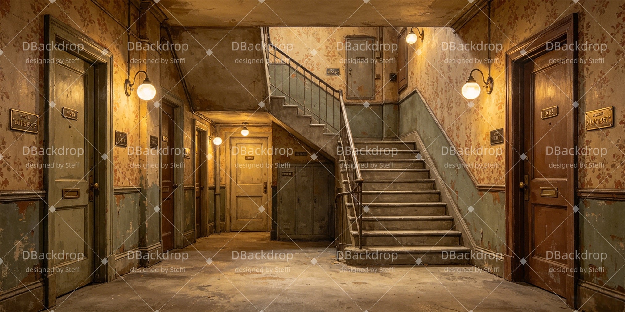 School Play Backdrops Worn Apartment Hallway Stage Backdrops CSH66-T19