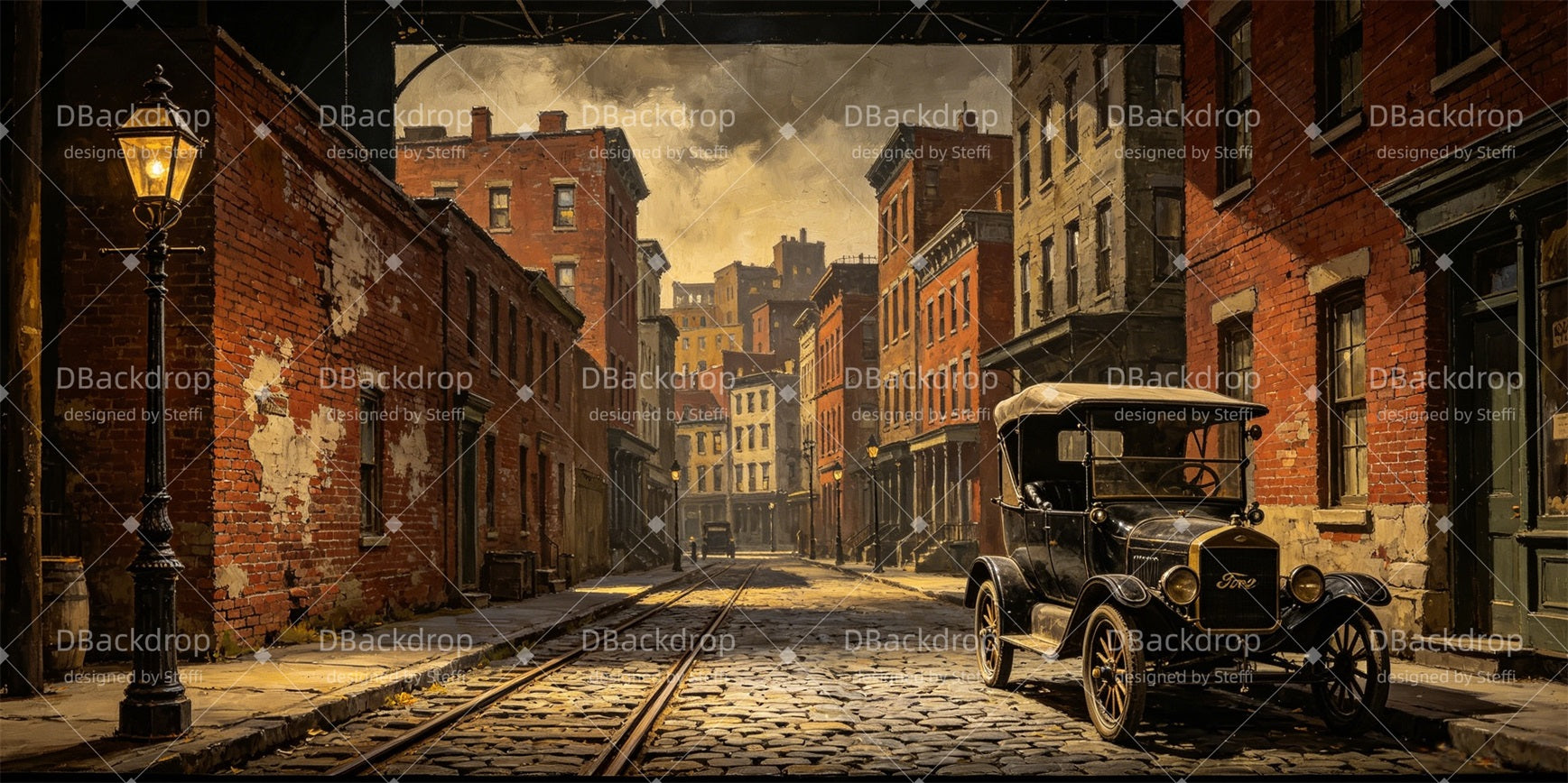 Movie Theater Backdrop Historic Brick Street Stage Backdrops CSH66-T29