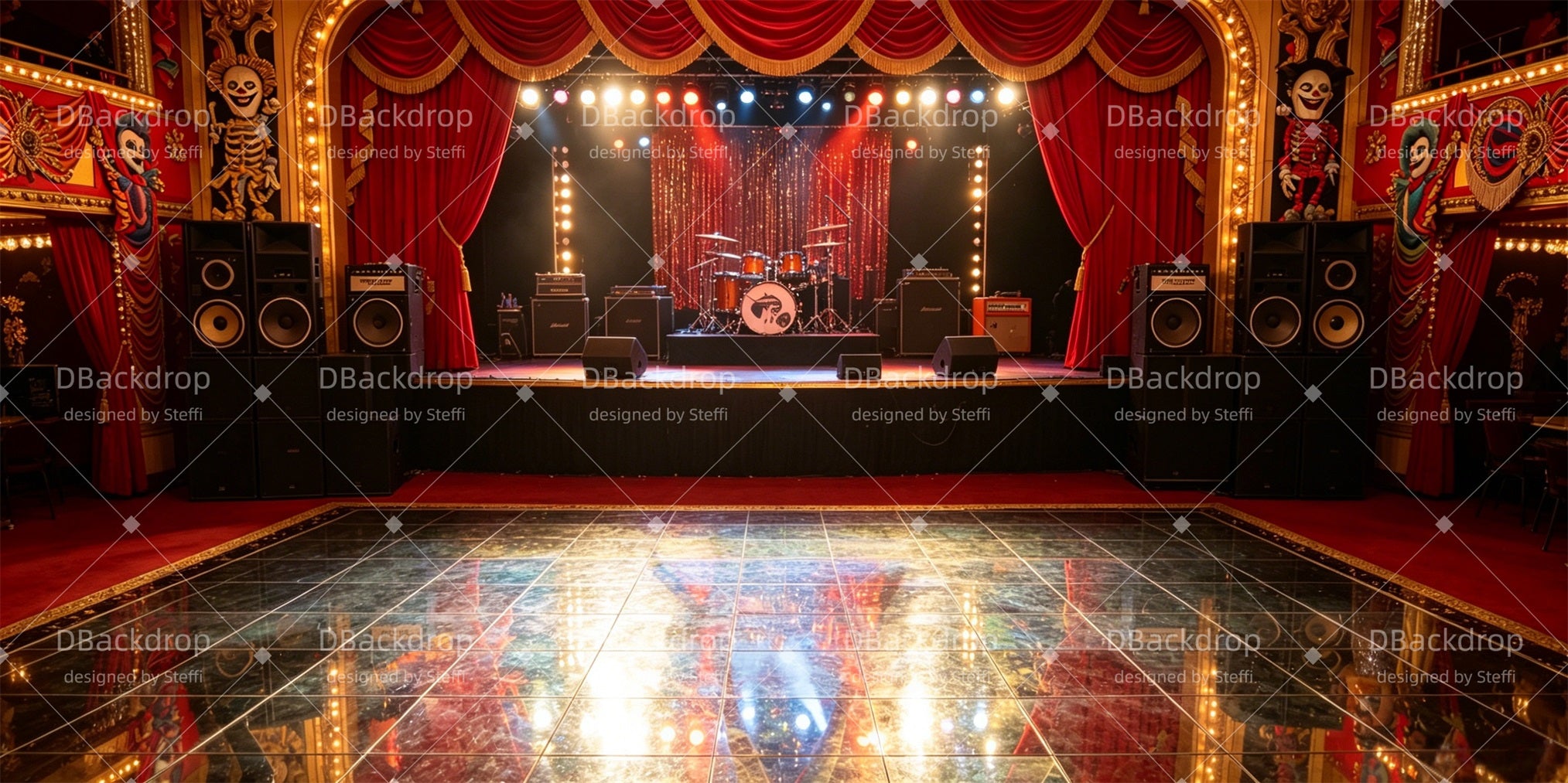 Musical Backdrops Carnival Rock Stage Broadway Stage Backdrop CSH66-T34
