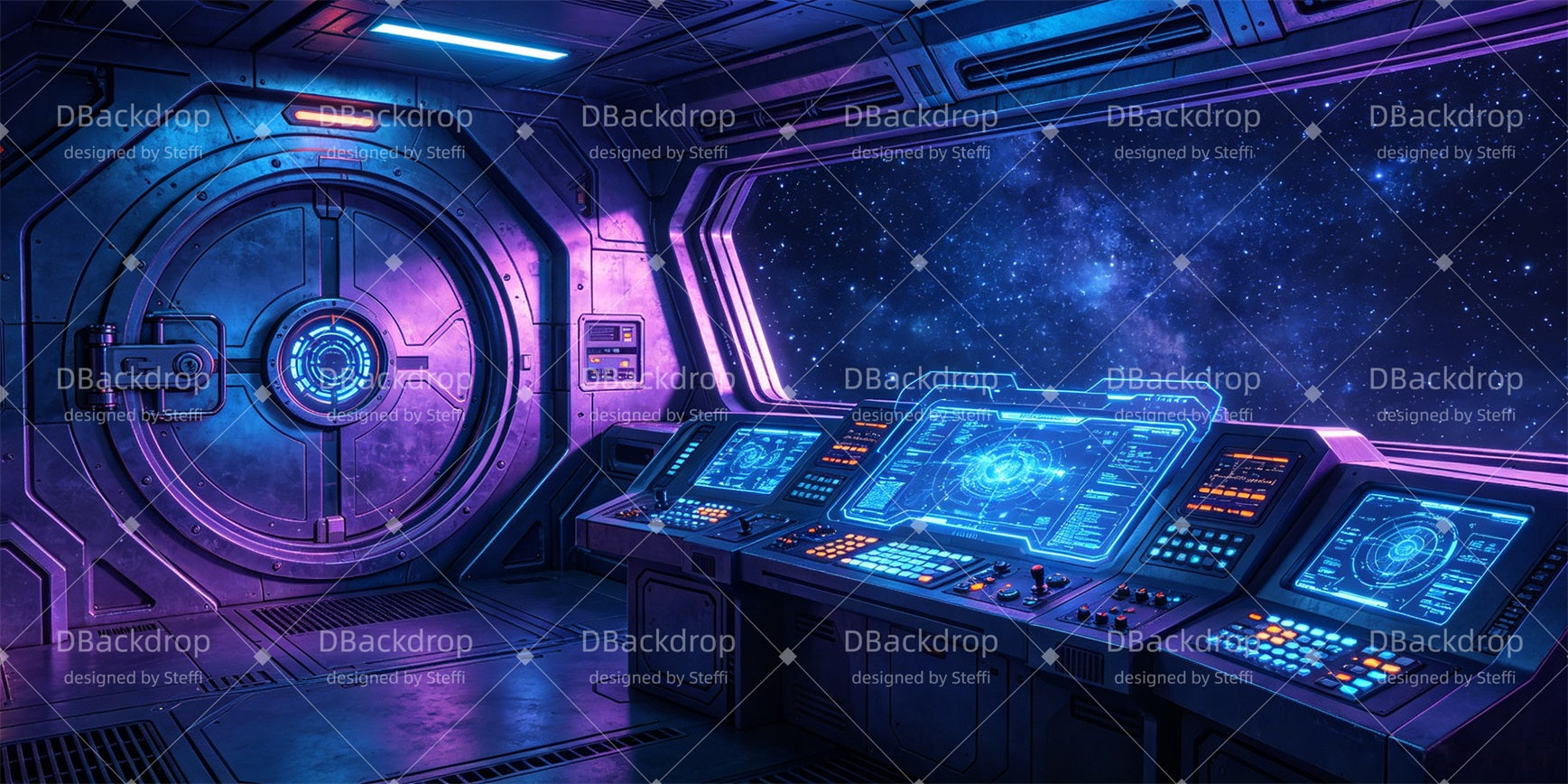 School Play Backdrops Futuristic Space Control Stage Backdrops CSH66-T40