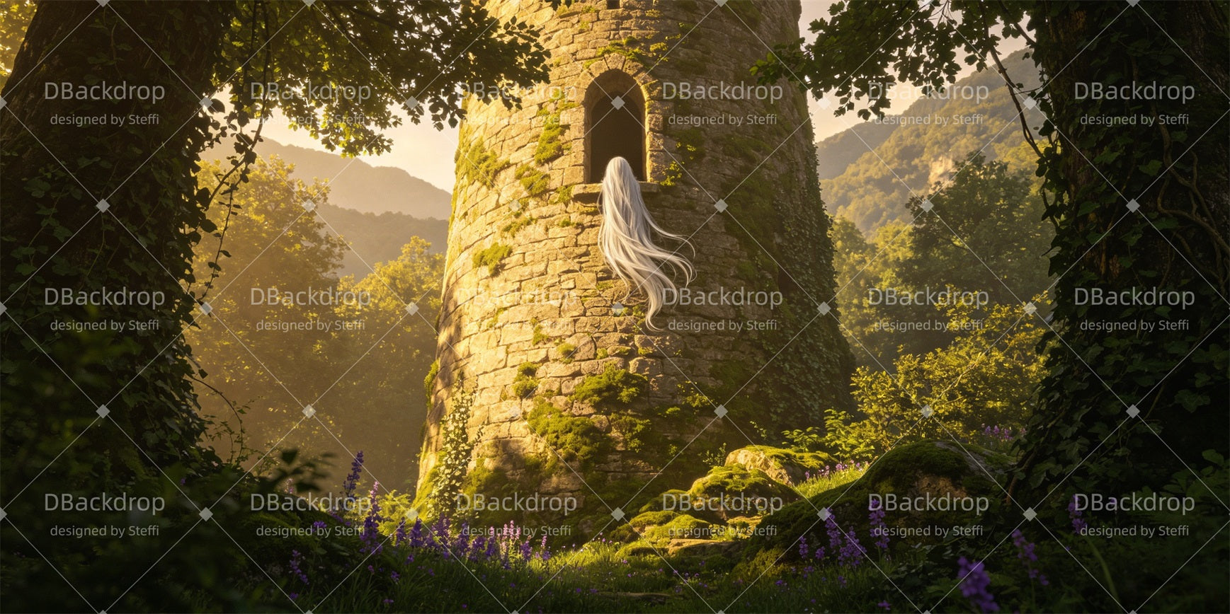 Backdrop For Theater Play Rapunzel Forest Tower Stage Backdrop CSH66-T42