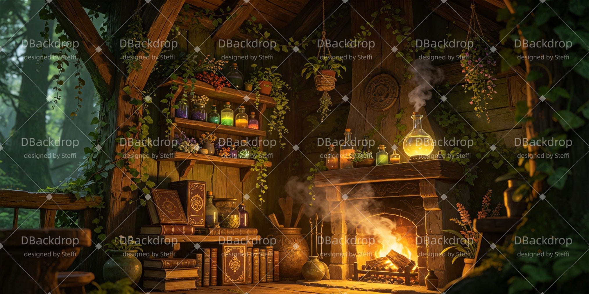 Stage Backdrops Enchanted Witch Cottage School Play Backdrops CSH66-T44