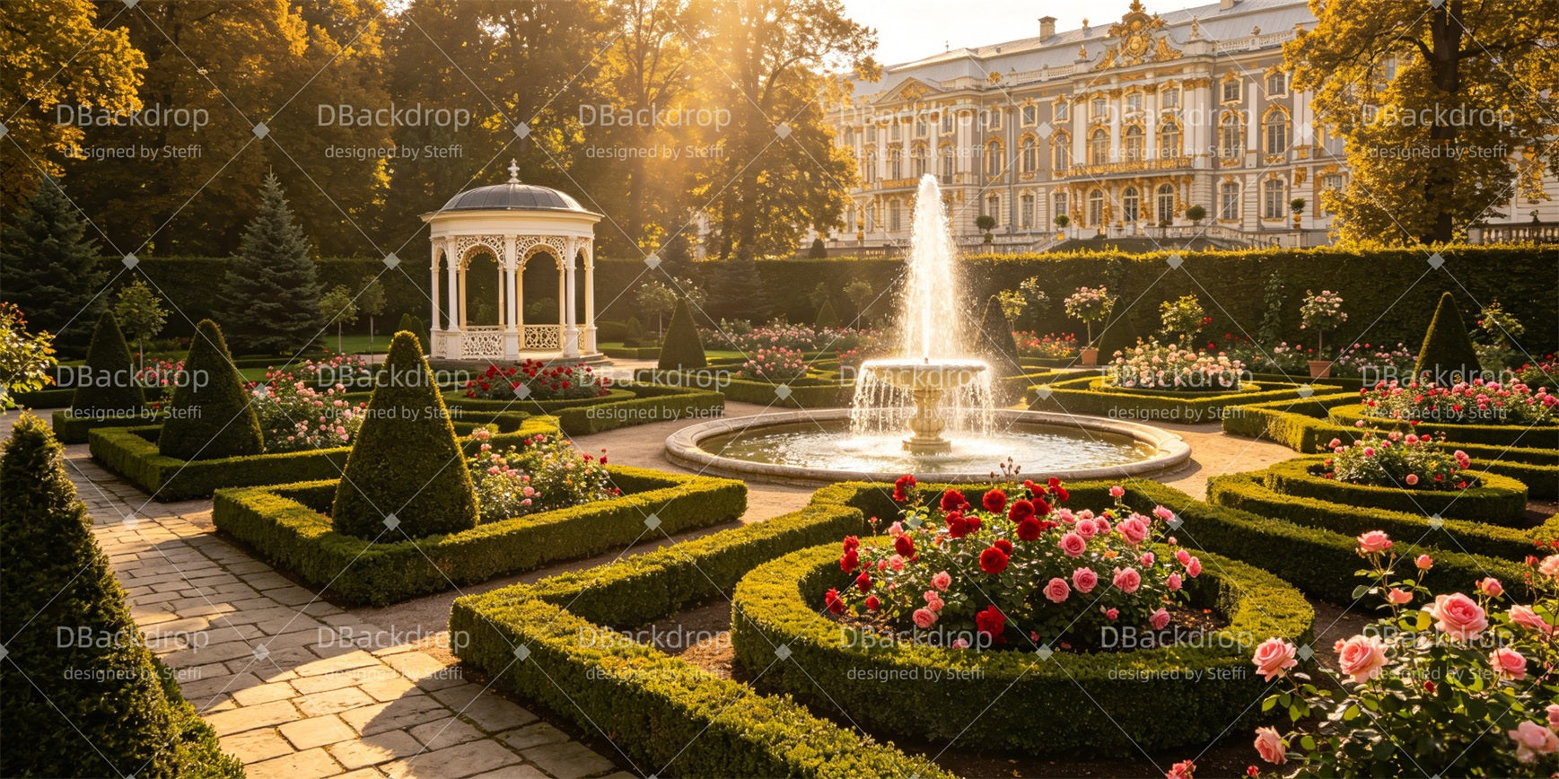 Stage Backdrops Royal Garden Fountain Movie Theater Backdrop CSH66-T45