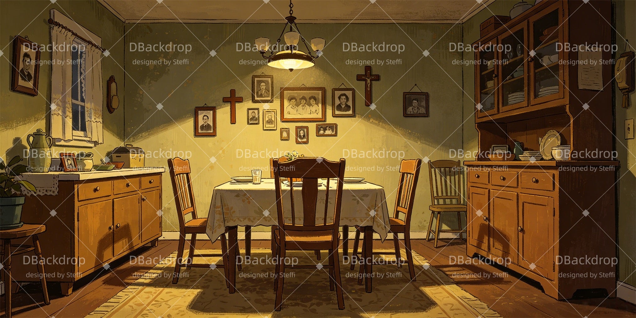 Theater Stage Backdrop Warm Family Kitchen School Play Backdrops CSH66-T52