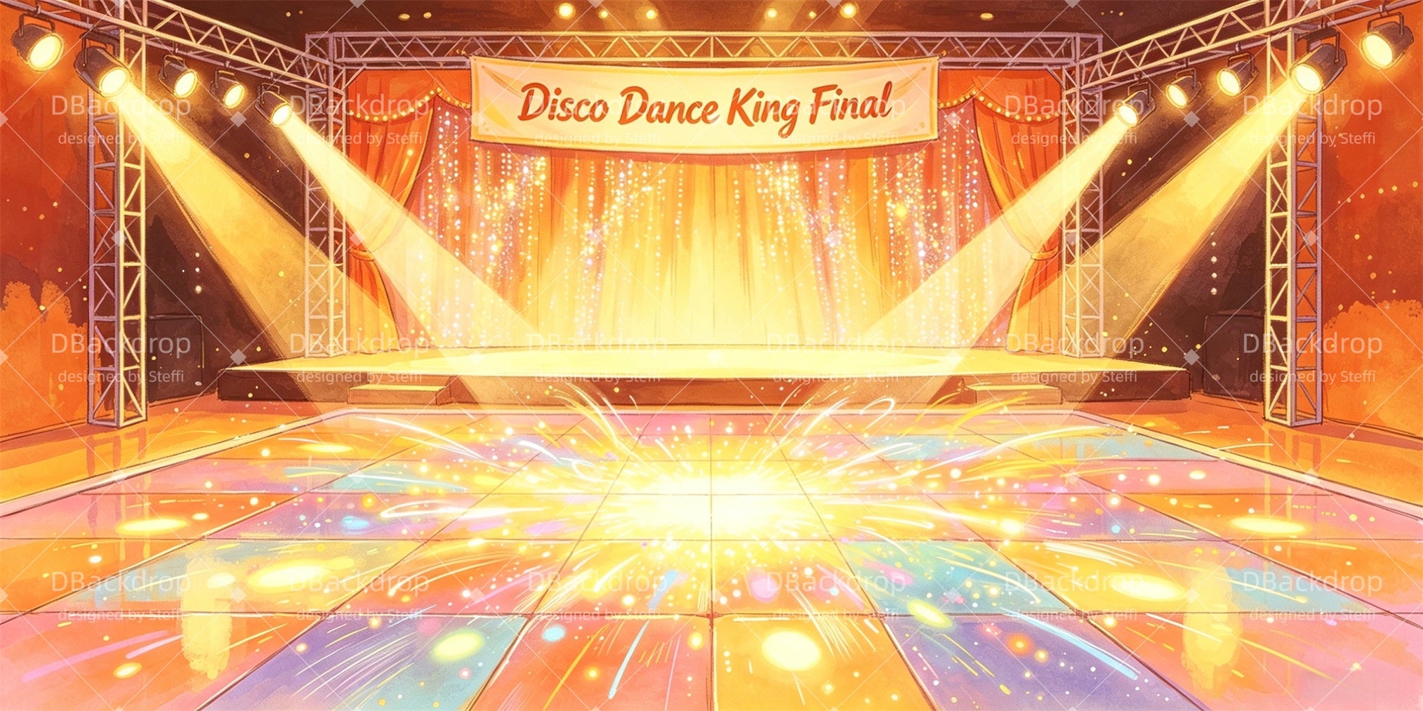 Musical Backdrop Disco Dance Final Broadway Stage Backdrop CSH66-T60
