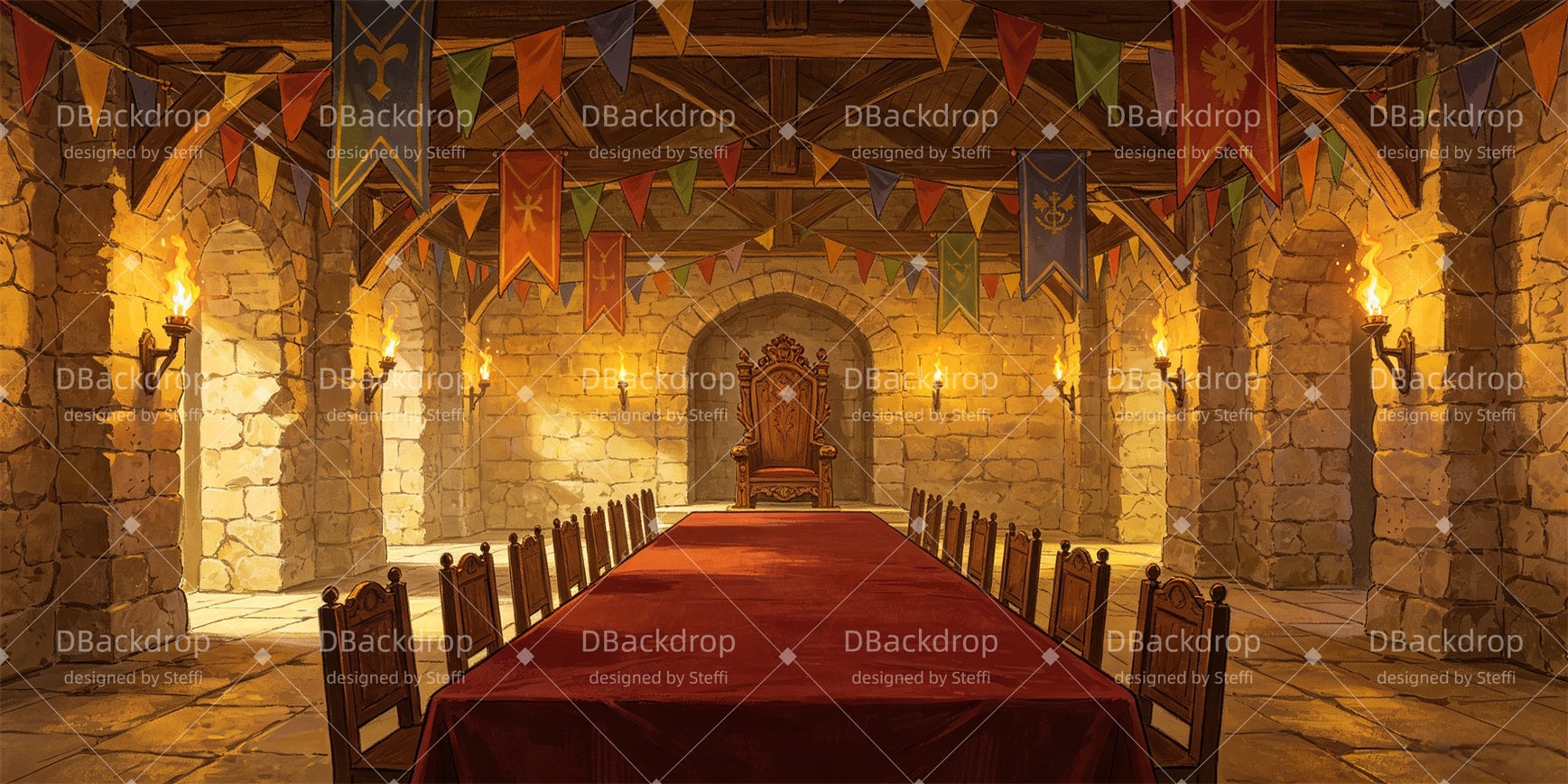 Church Stage Backdrops Royal Banquet Hall Backdrop For Theater CSH66-T73
