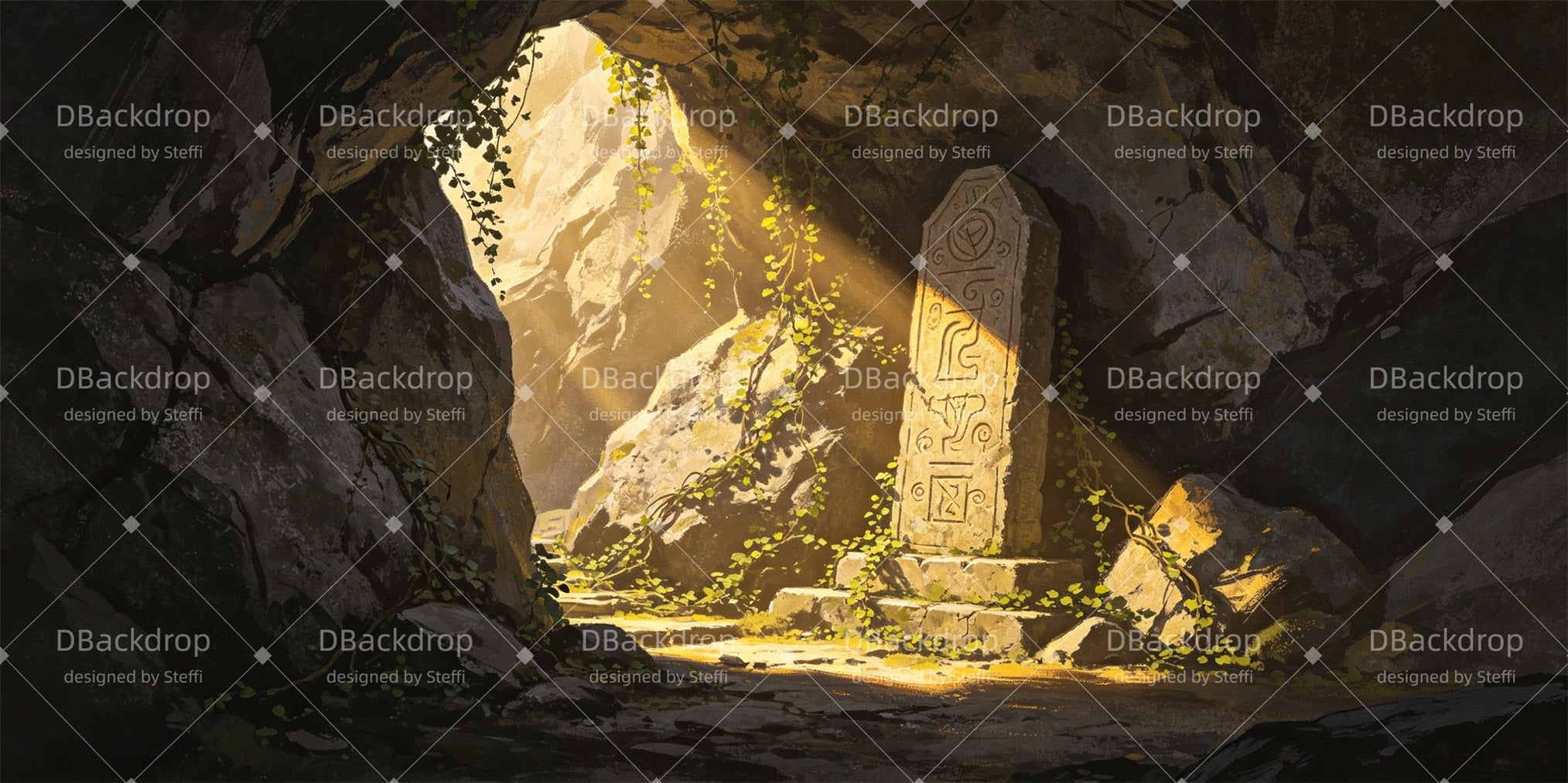 Large Stage Backdrops Sunlit Rune Cave Cheap Theater Backdrops CSH66-T79